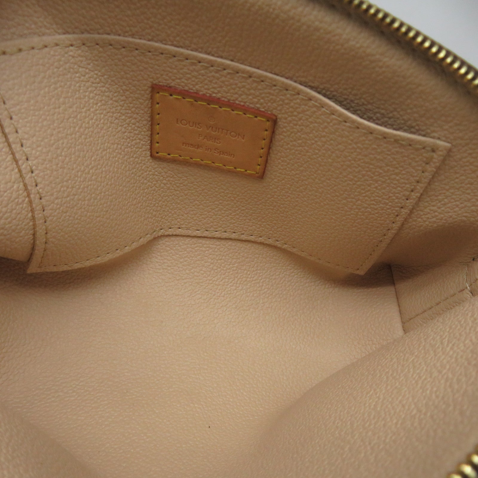 LOUIS VUITTON Monogram Cosmetic Pouch Gold Buckle Cosmetic Bag Brown