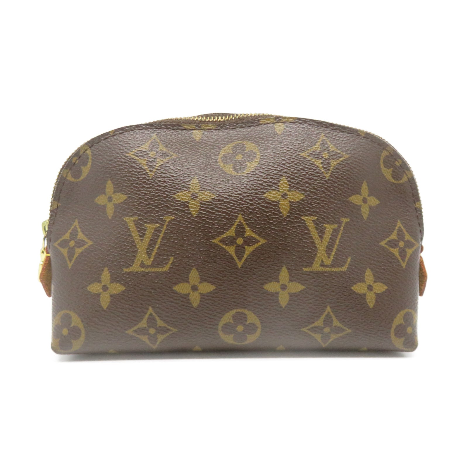 LOUIS VUITTON Monogram Cosmetic Pouch Gold Buckle Cosmetic Bag Brown