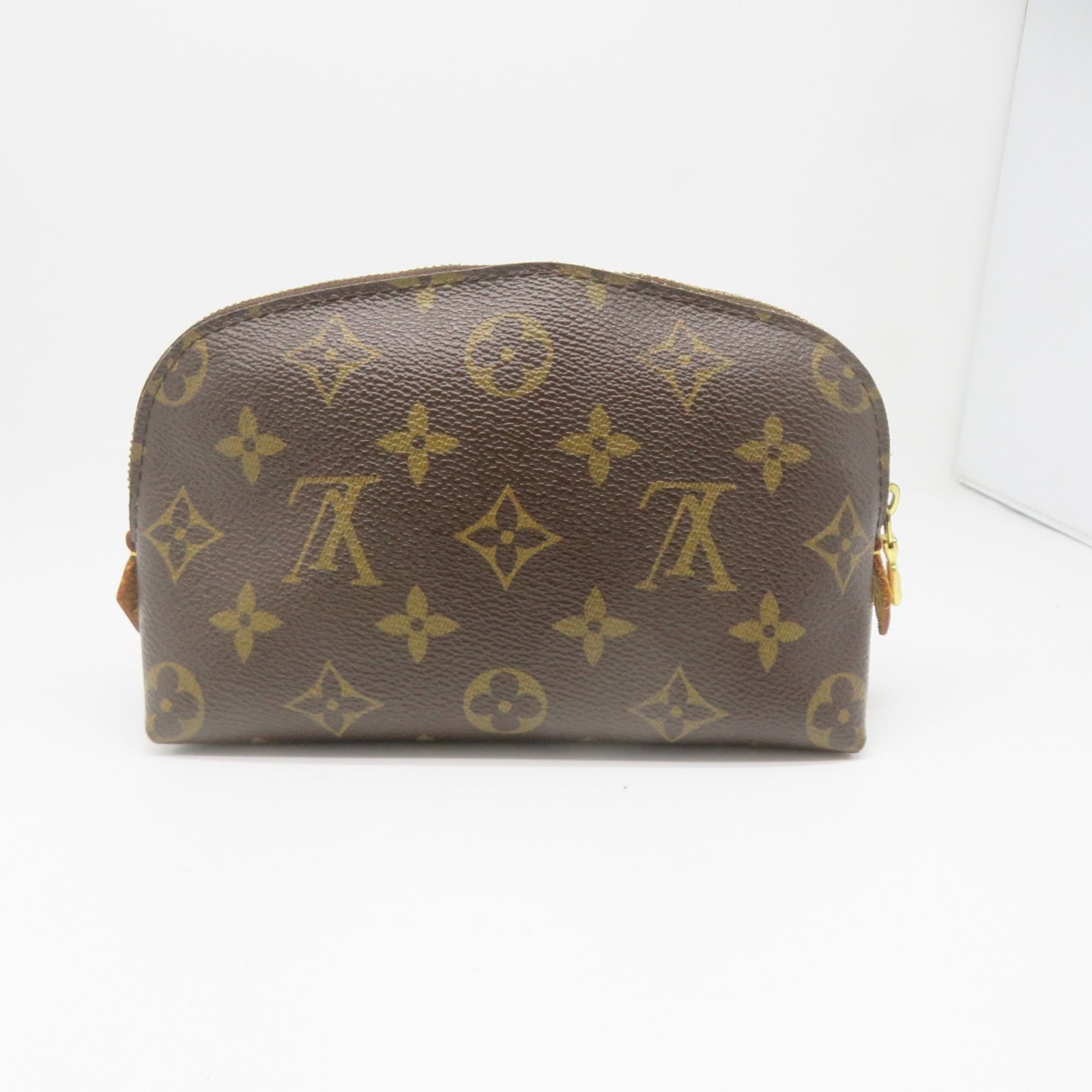 LOUIS VUITTON Monogram Cosmetic Pouch Gold Buckle Cosmetic Bag Brown