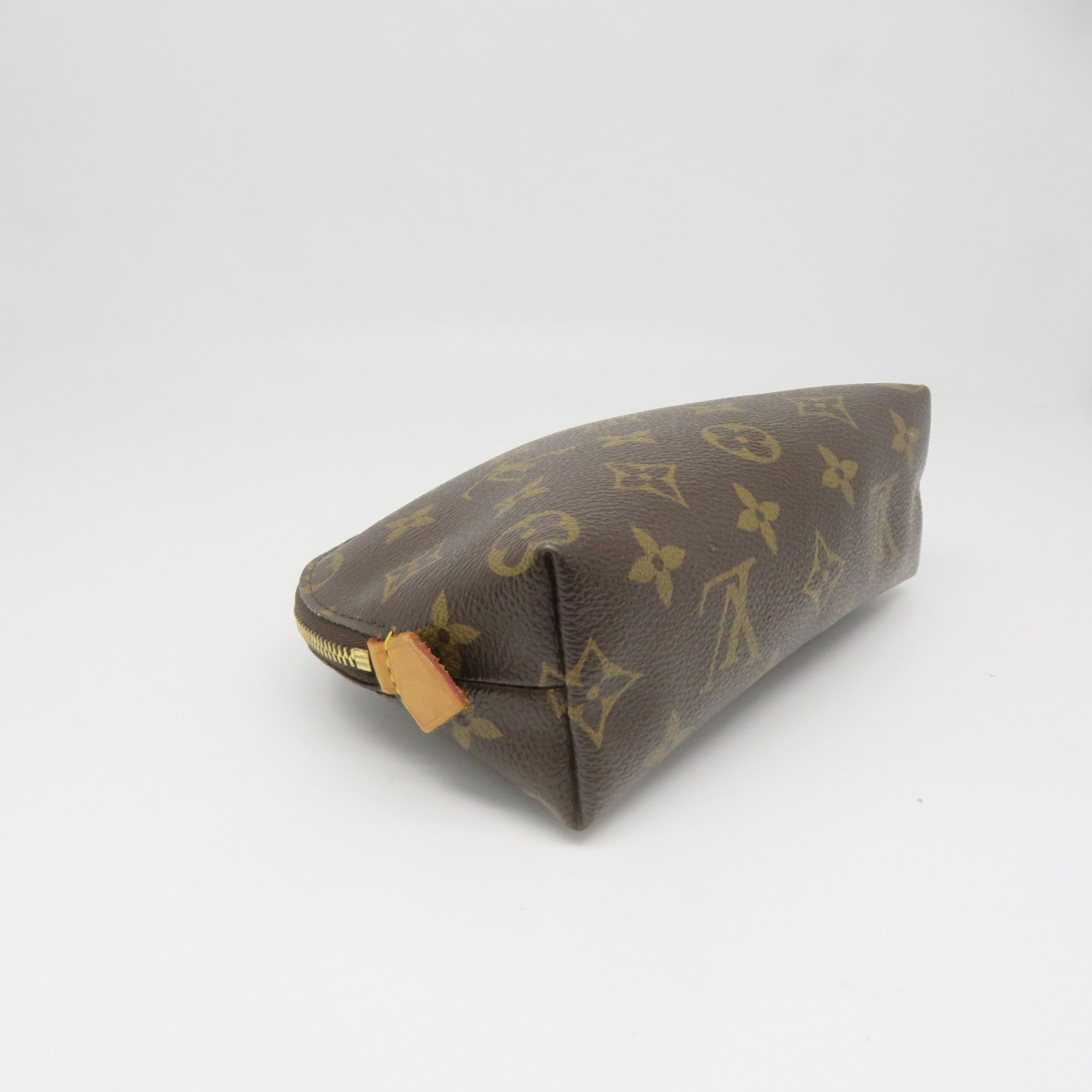 LOUIS VUITTON Monogram Cosmetic Pouch Gold Buckle Cosmetic Bag Brown