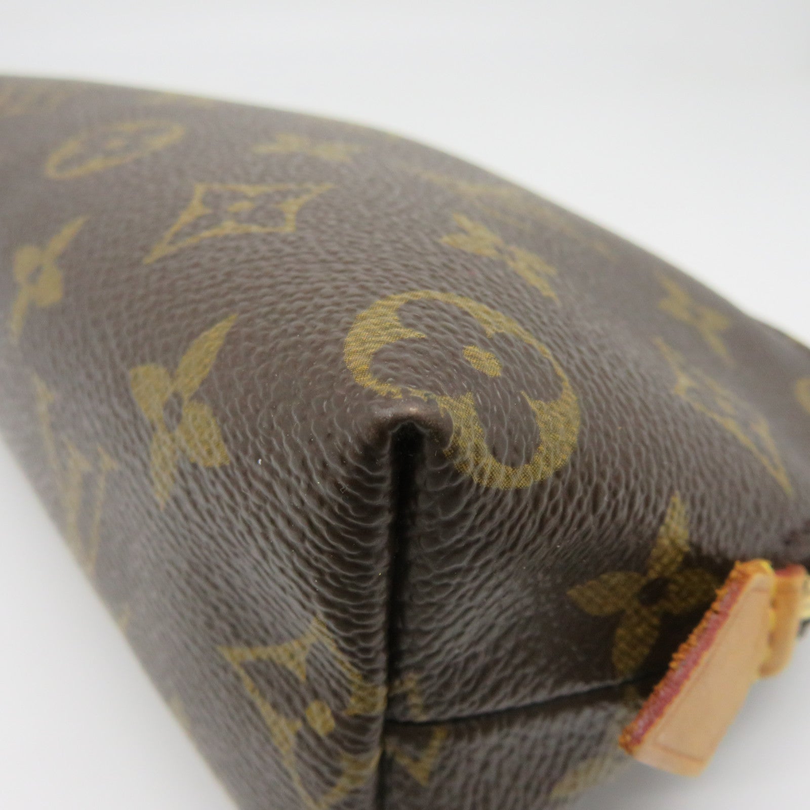 LOUIS VUITTON Monogram Cosmetic Pouch Gold Buckle Cosmetic Bag Brown
