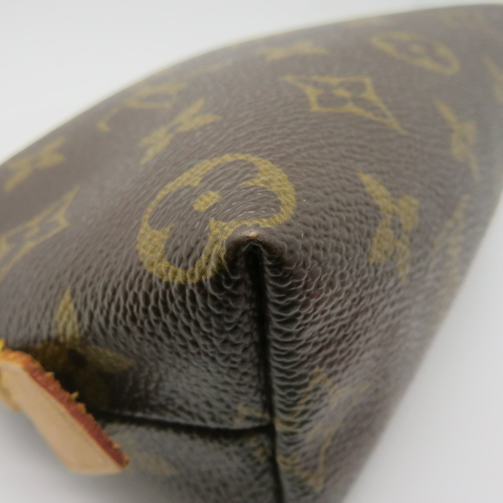 LOUIS VUITTON Monogram Cosmetic Pouch Gold Buckle Cosmetic Bag Brown