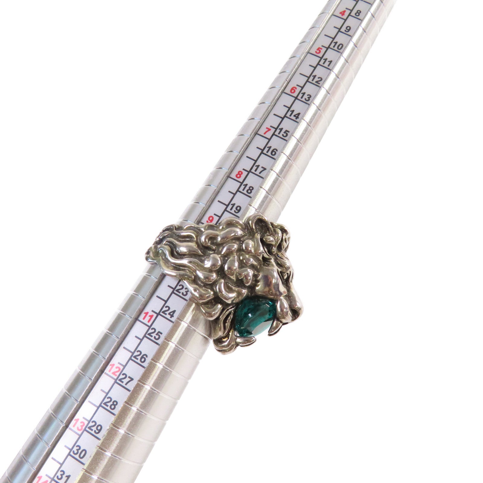 GUCCI 金屬/水晶Lion Head Crystal Ring戒指US#9.95