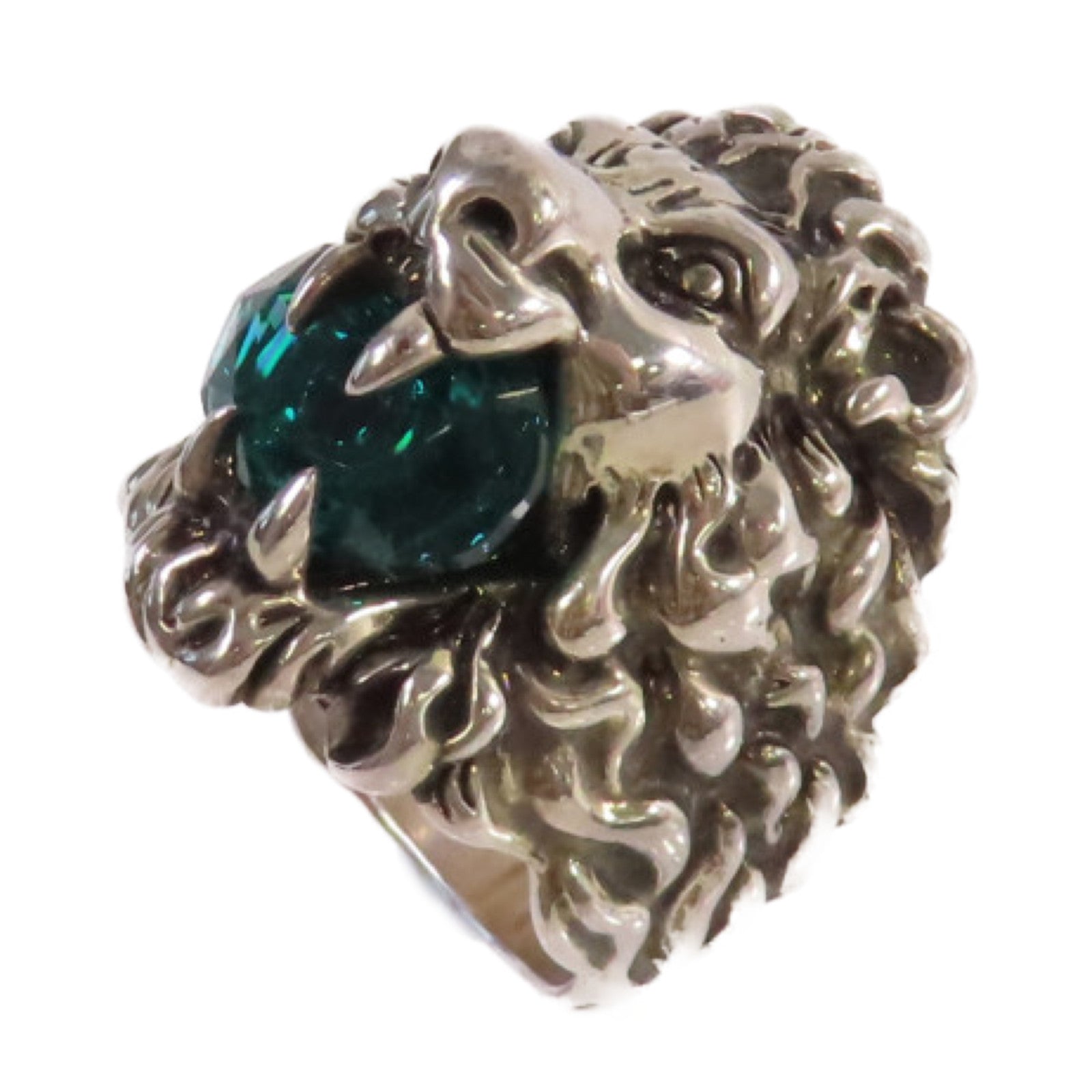GUCCI 金屬/水晶Lion Head Crystal Ring戒指US#9.95