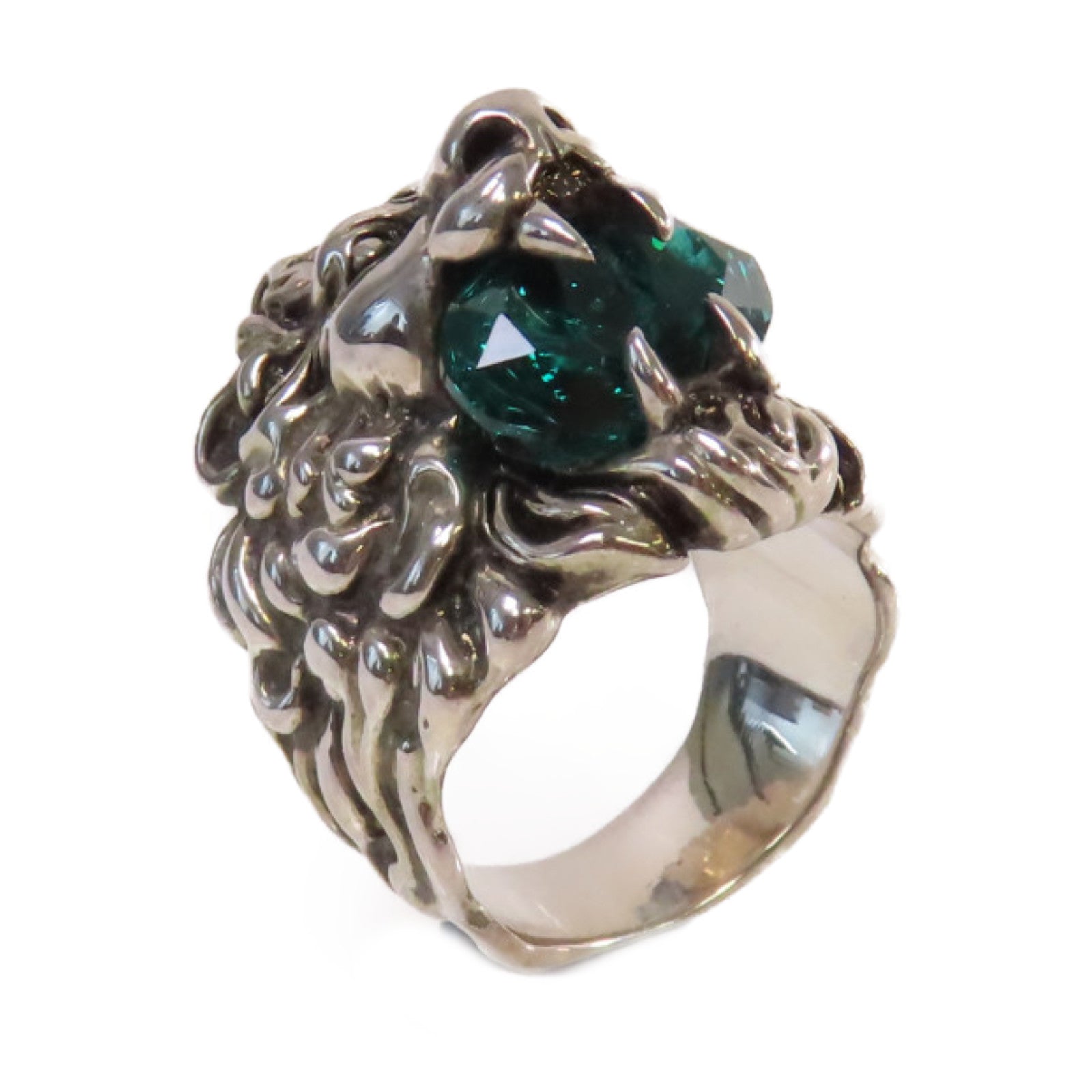 GUCCI 金屬/水晶Lion Head Crystal Ring戒指US#9.95