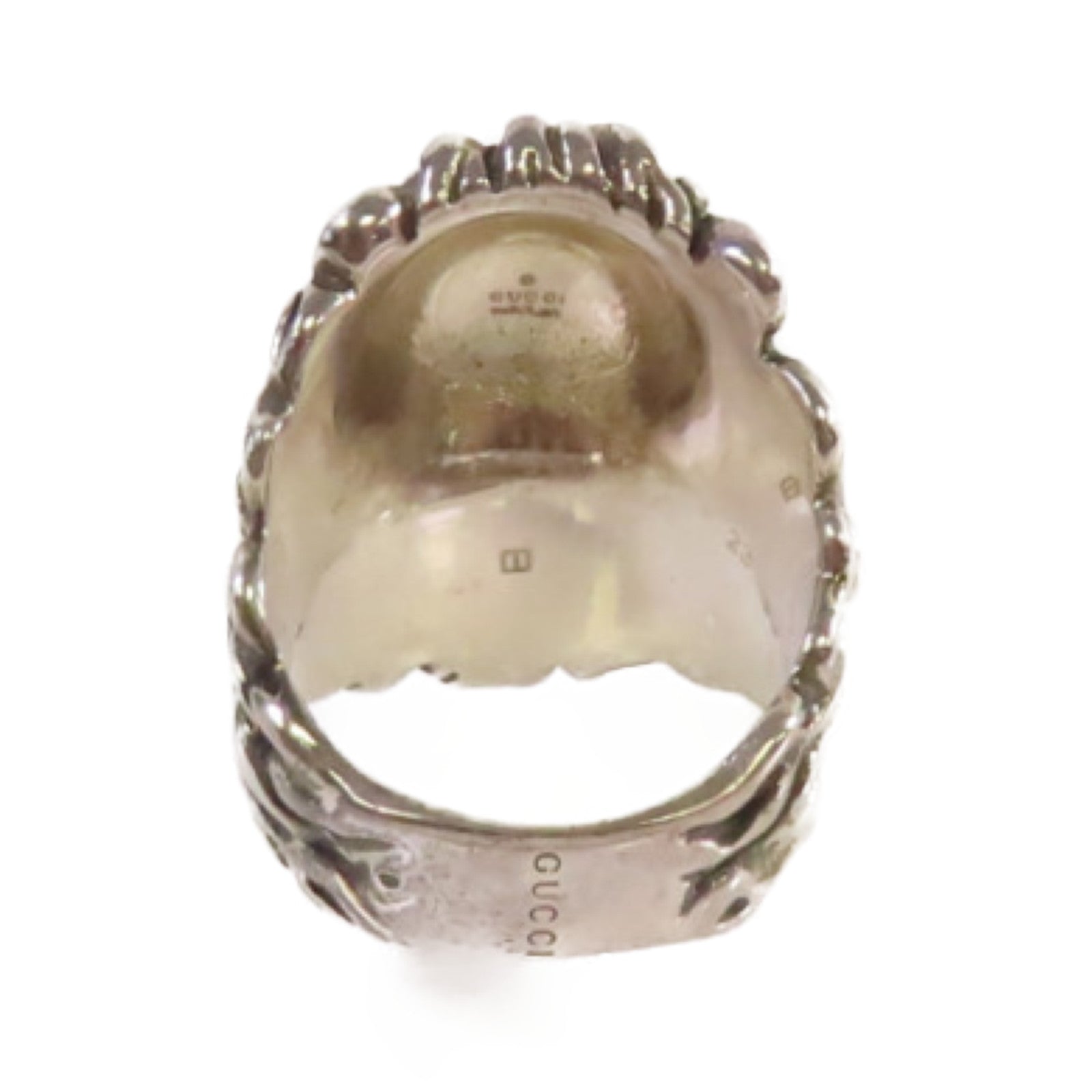 GUCCI 金屬/水晶Lion Head Crystal Ring戒指US#9.95