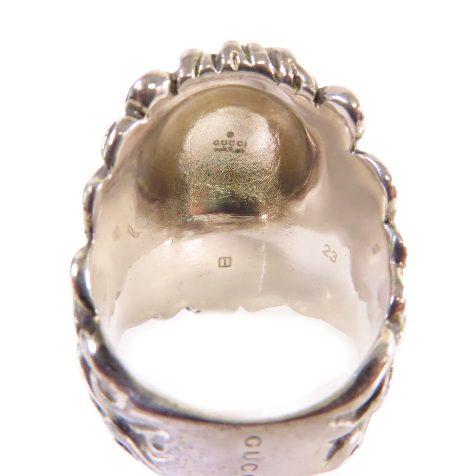 GUCCI 金屬/水晶Lion Head Crystal Ring戒指US#9.95