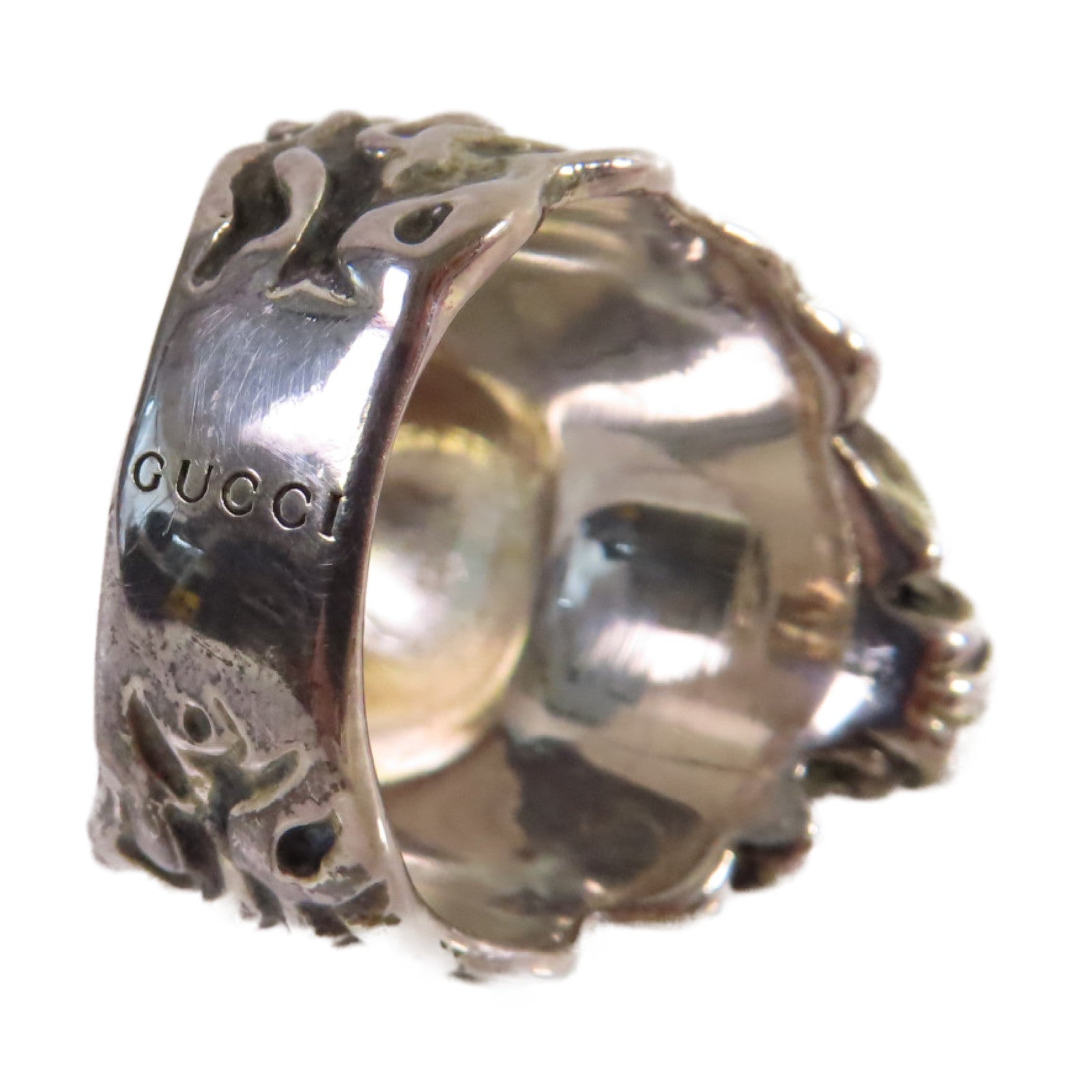 GUCCI 金屬/水晶Lion Head Crystal Ring戒指US#9.95