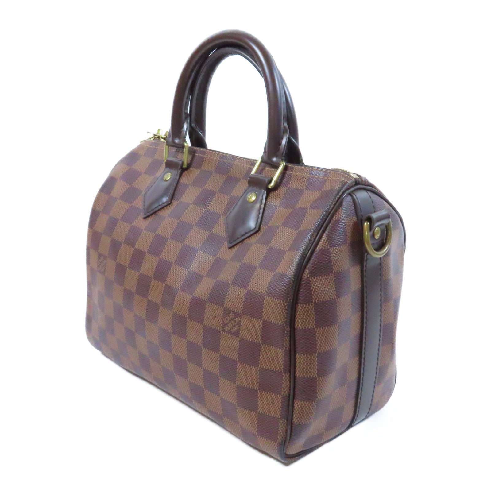 LOUIS VUITTON Damier Ebene Speedy Bandouliere 25金扣手挽肩背兩用袋啡色