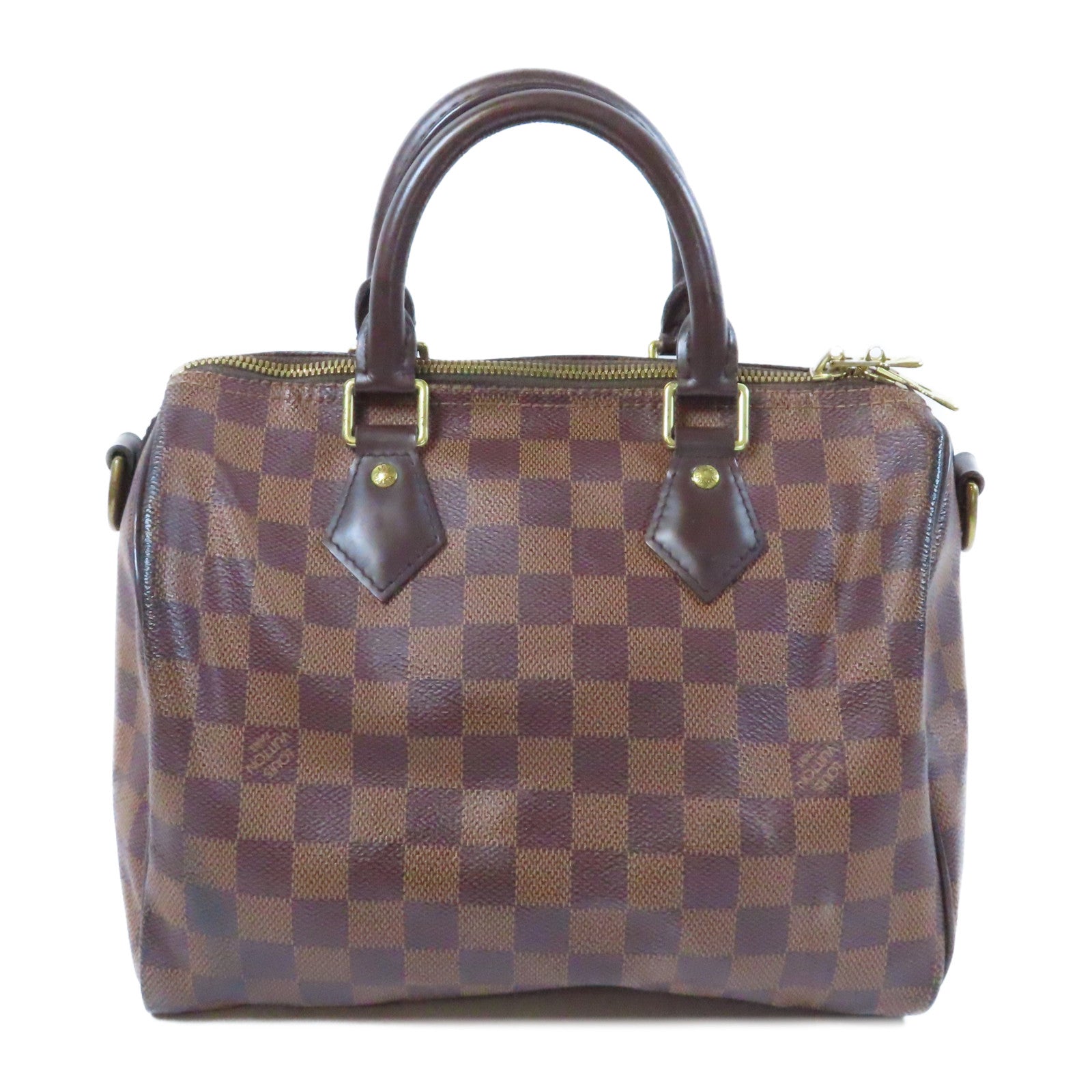 LOUIS VUITTON Damier Ebene Speedy Bandouliere 25金扣手挽肩背兩用袋啡色