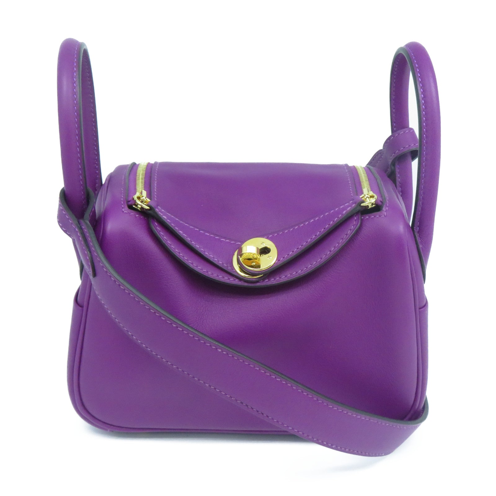 HERMES Swift皮革Mini Lindy金扣肩背袋紫色– Brand Off Hong
