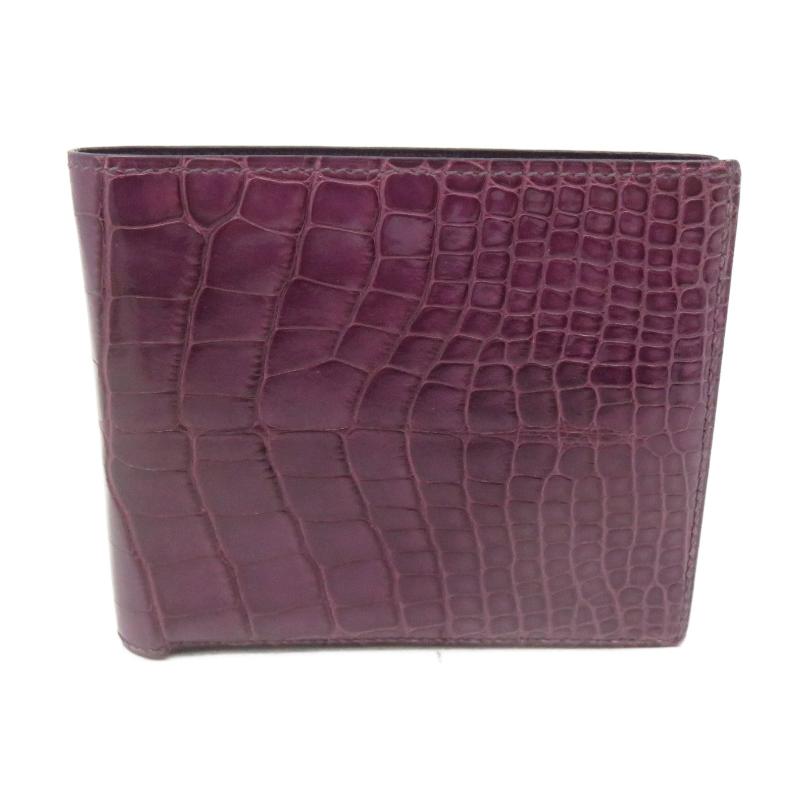 HERMES Croco Niloticus Leather MC2 Wallet Short Wallet 9G Purple