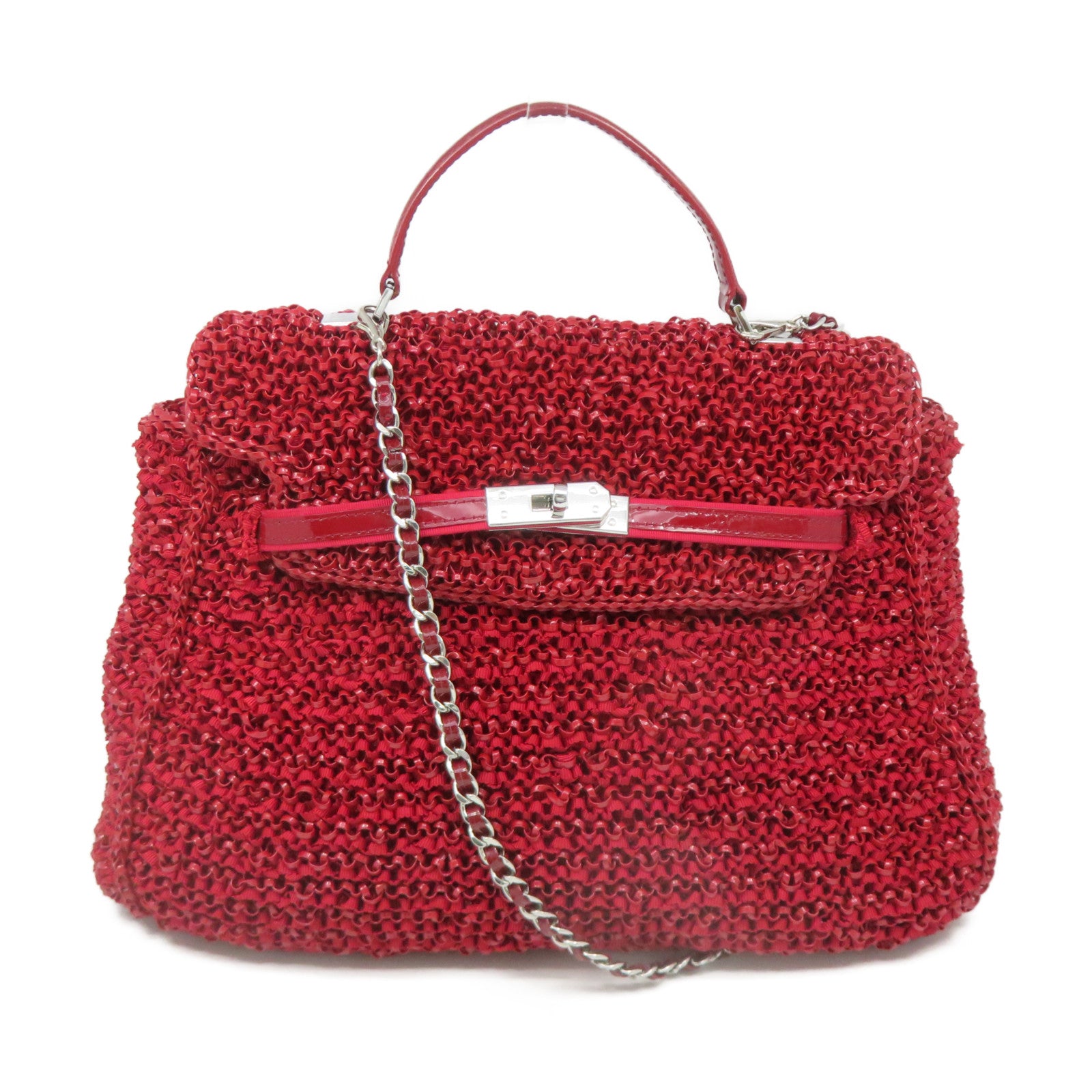 ANTEPRIMA PVC 2Way Shoulder Bag Silver Buckle Handle Shoulder Bag Red