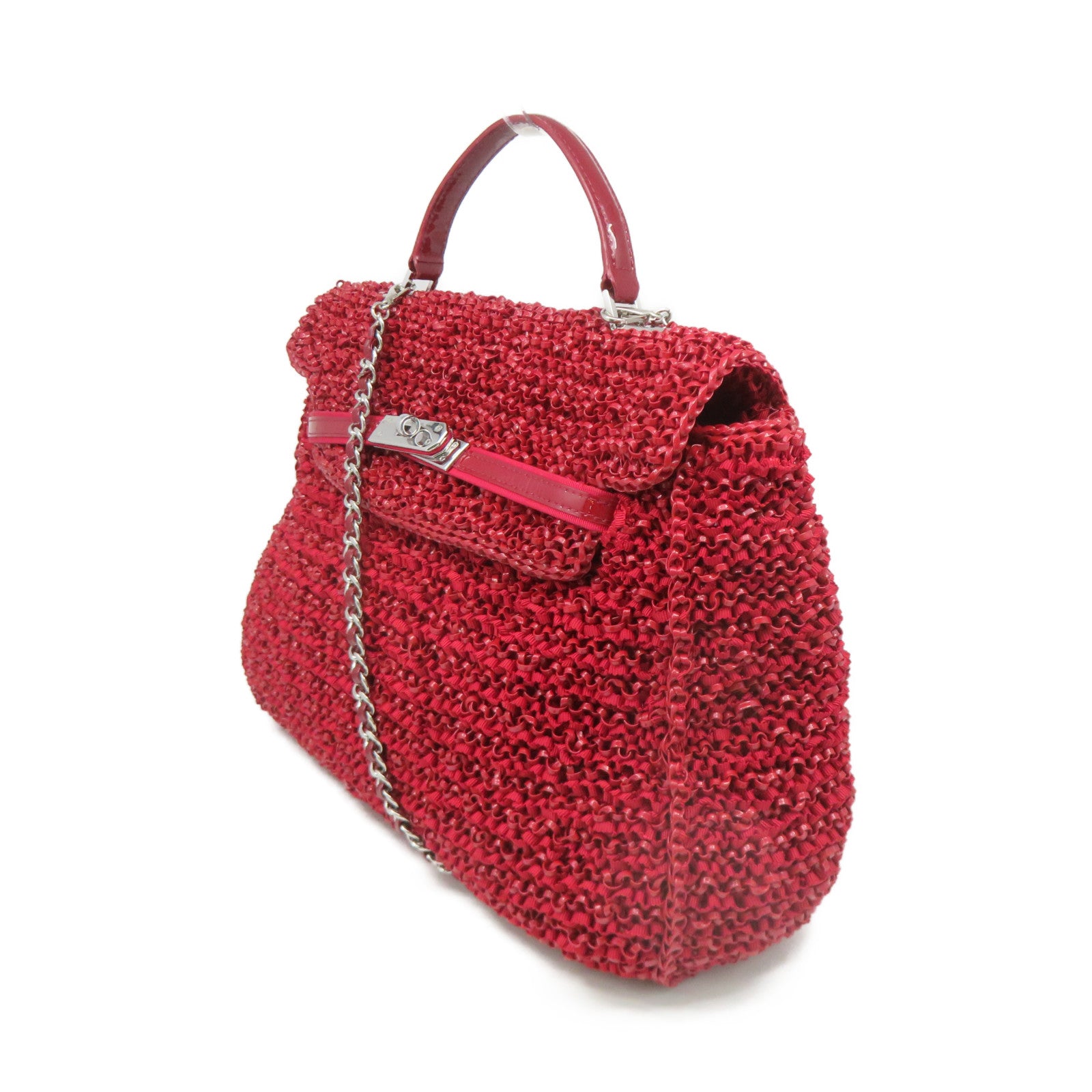 ANTEPRIMA PVC 2Way Shoulder Bag Silver Buckle Handle Shoulder Bag Red