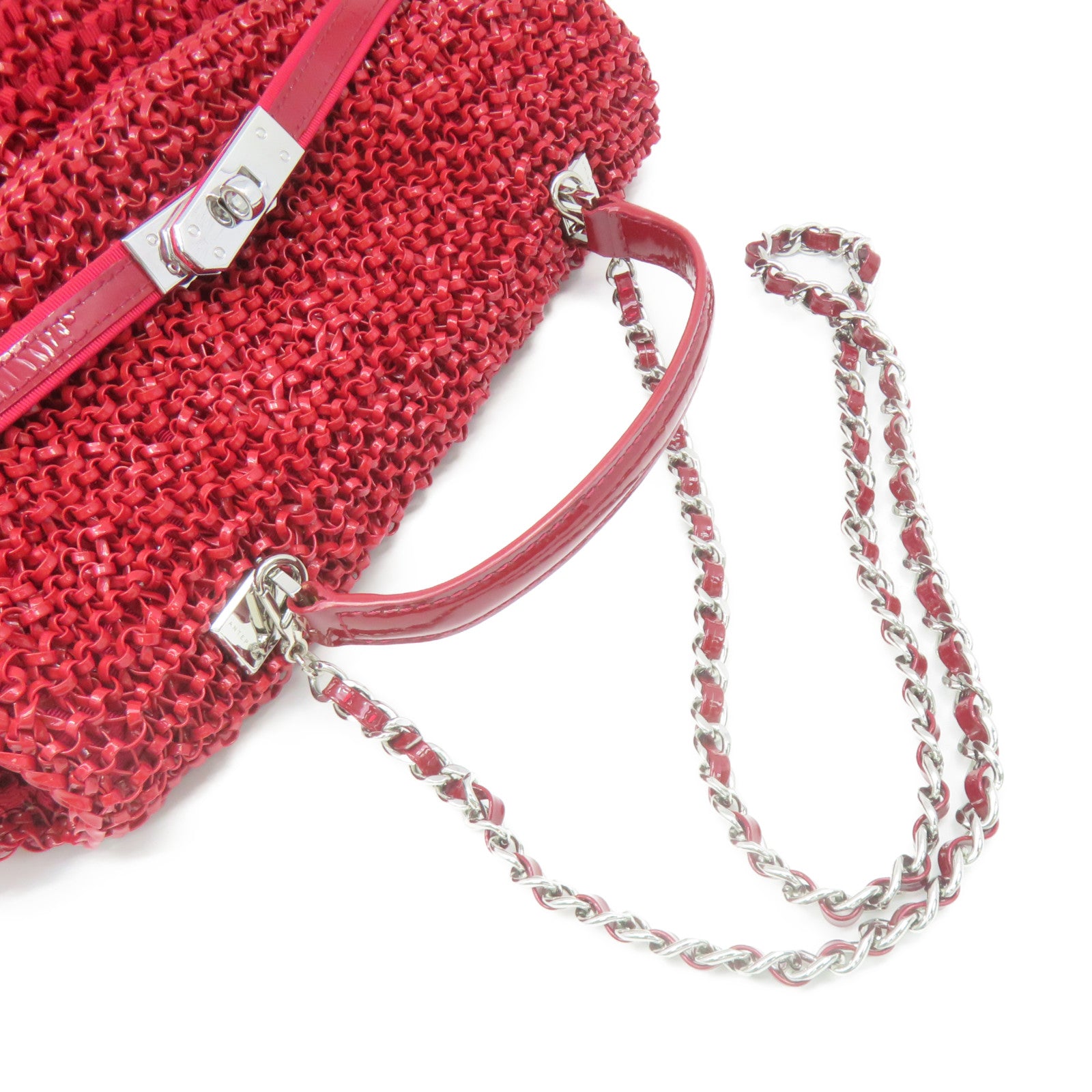 ANTEPRIMA PVC 2Way Shoulder Bag Silver Buckle Handle Shoulder Bag Red