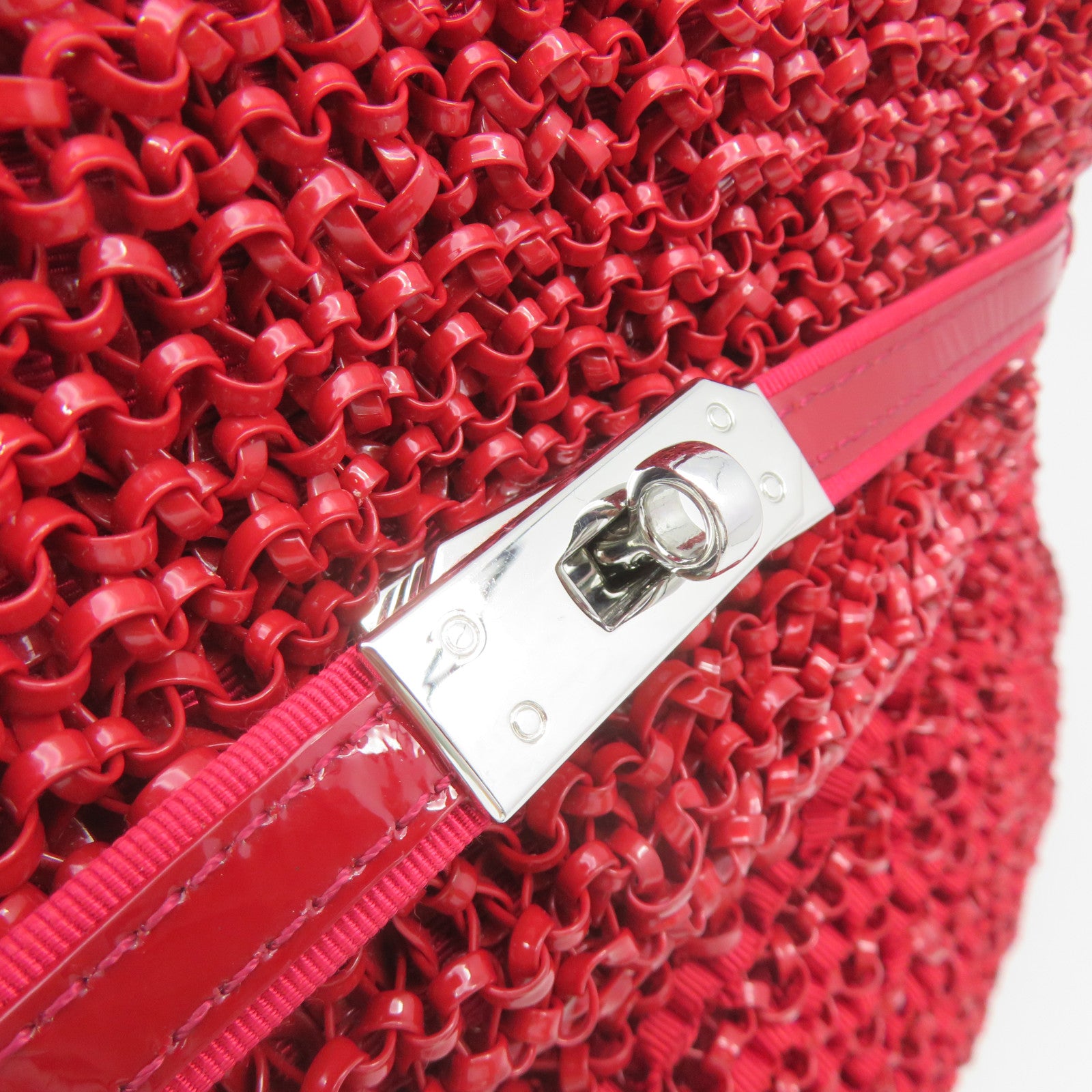 ANTEPRIMA PVC 2Way Shoulder Bag Silver Buckle Handle Shoulder Bag Red