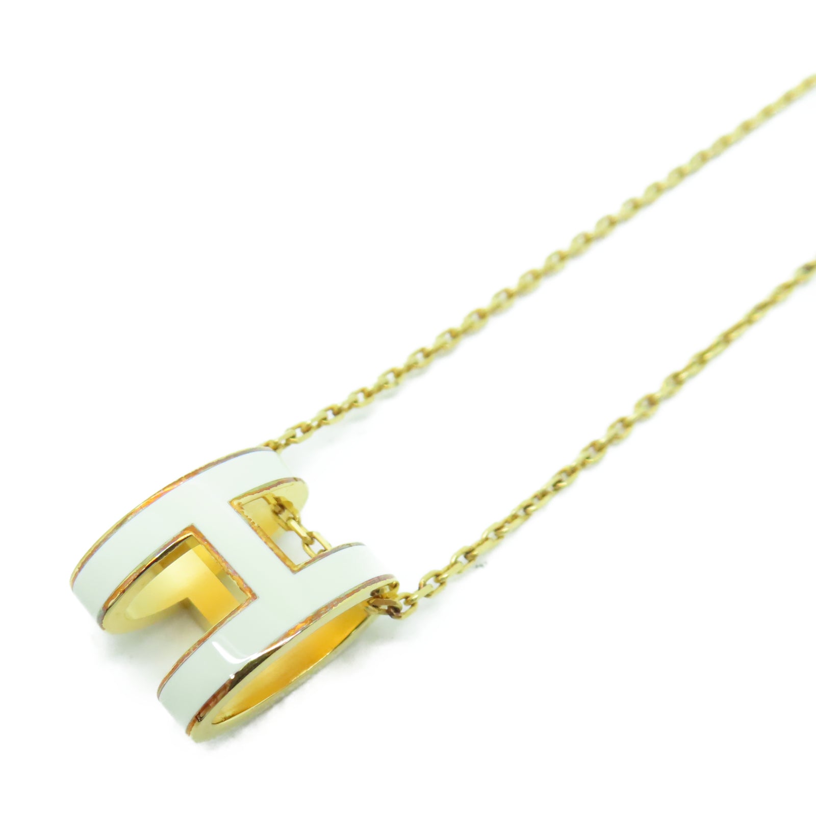 HERMES Metal Pop H Necklace White/Gold