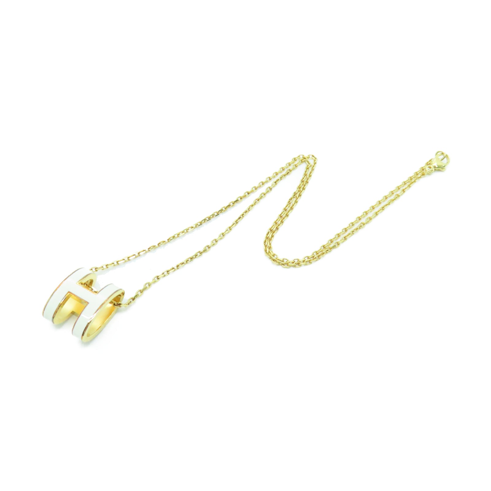 HERMES Metal Pop H Necklace White/Gold