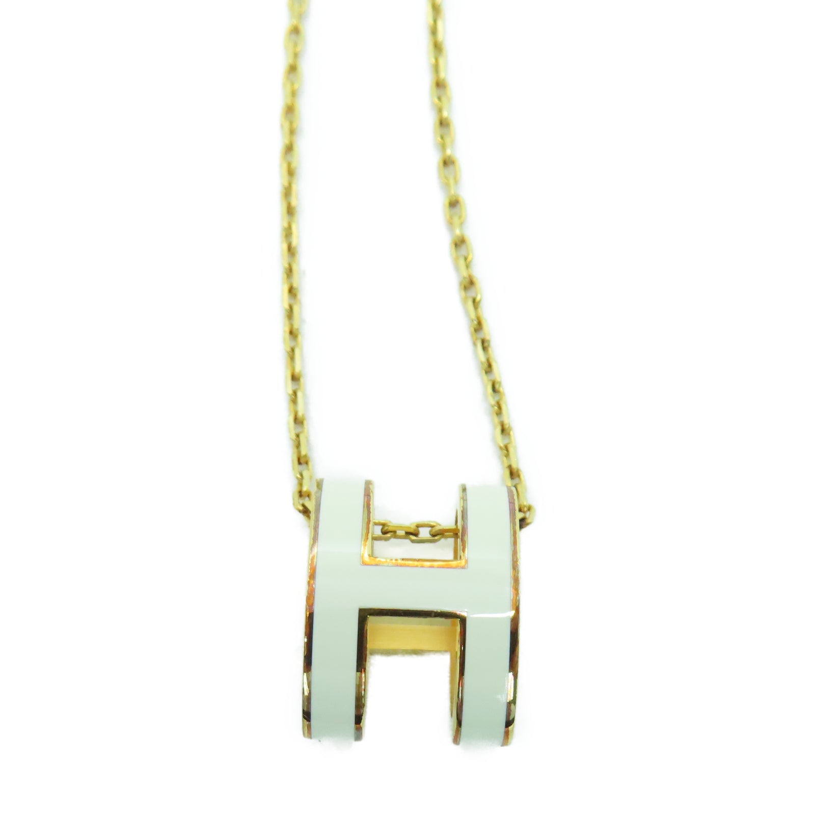 HERMES Metal Pop H Necklace White/Gold