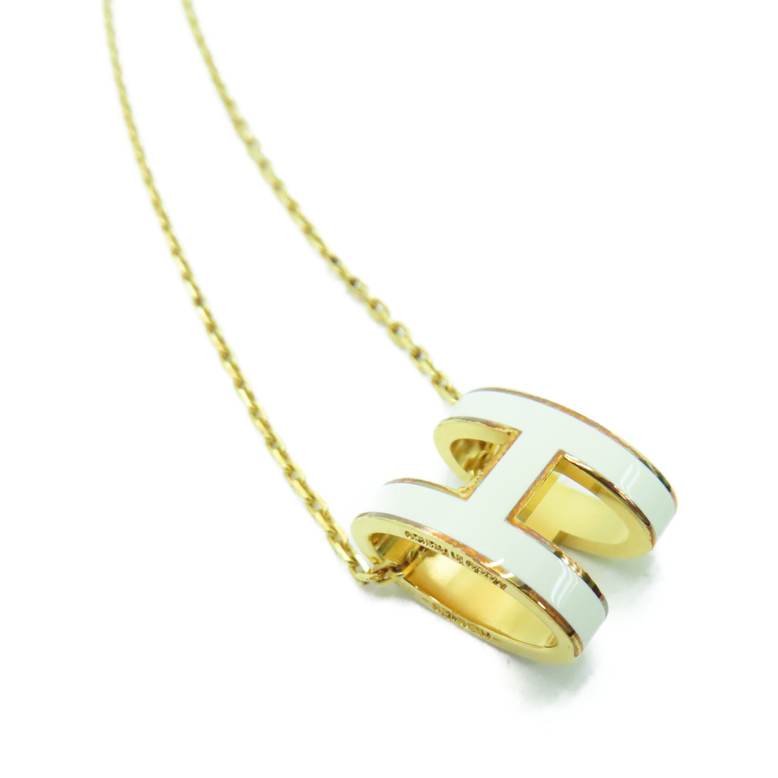 HERMES Metal Pop H Necklace White/Gold