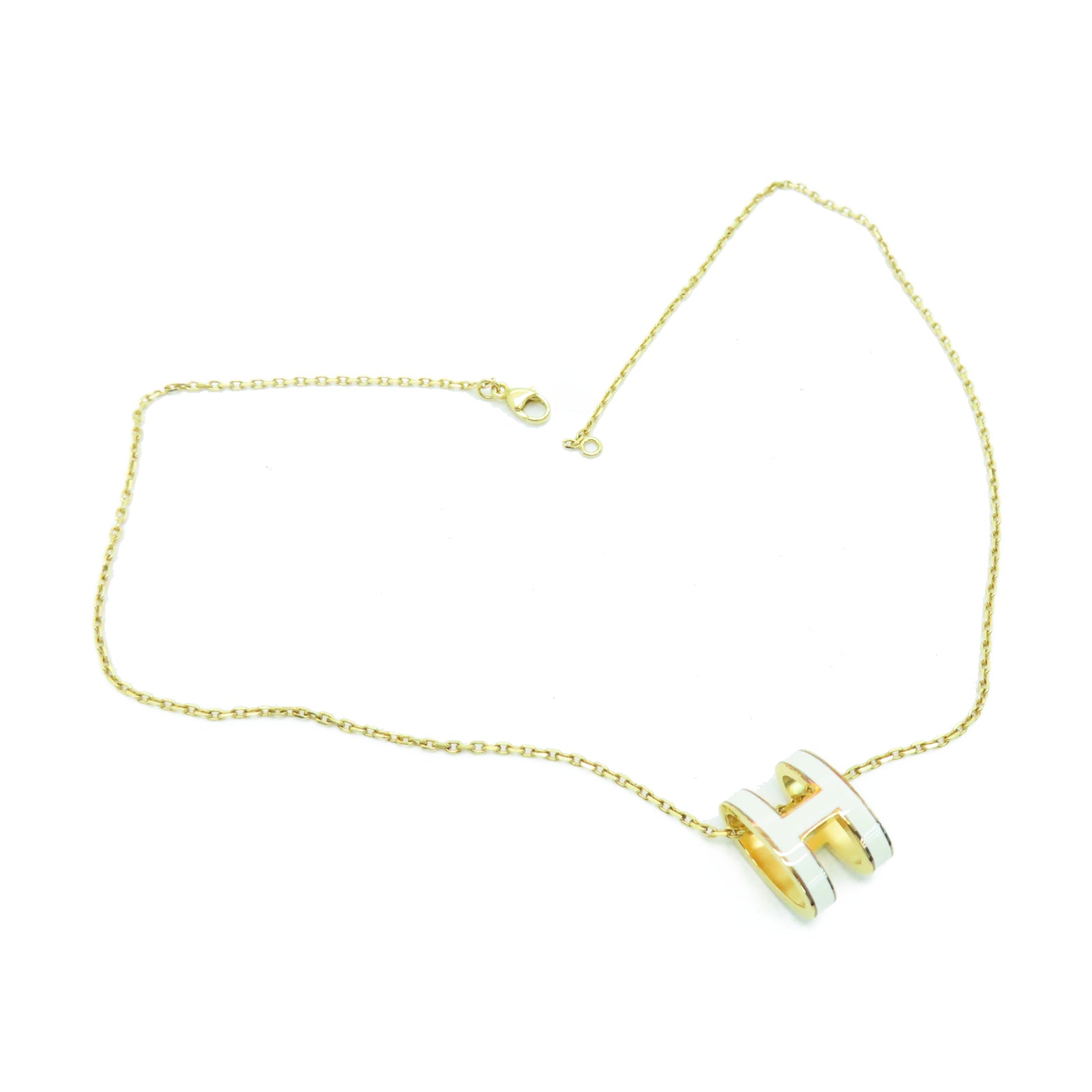 HERMES Metal Pop H Necklace White/Gold