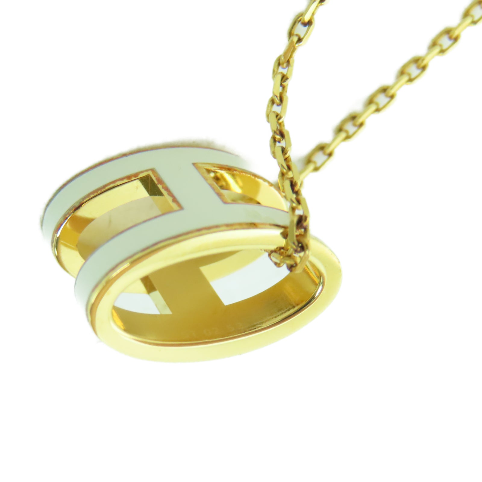 HERMES Metal Pop H Necklace White/Gold