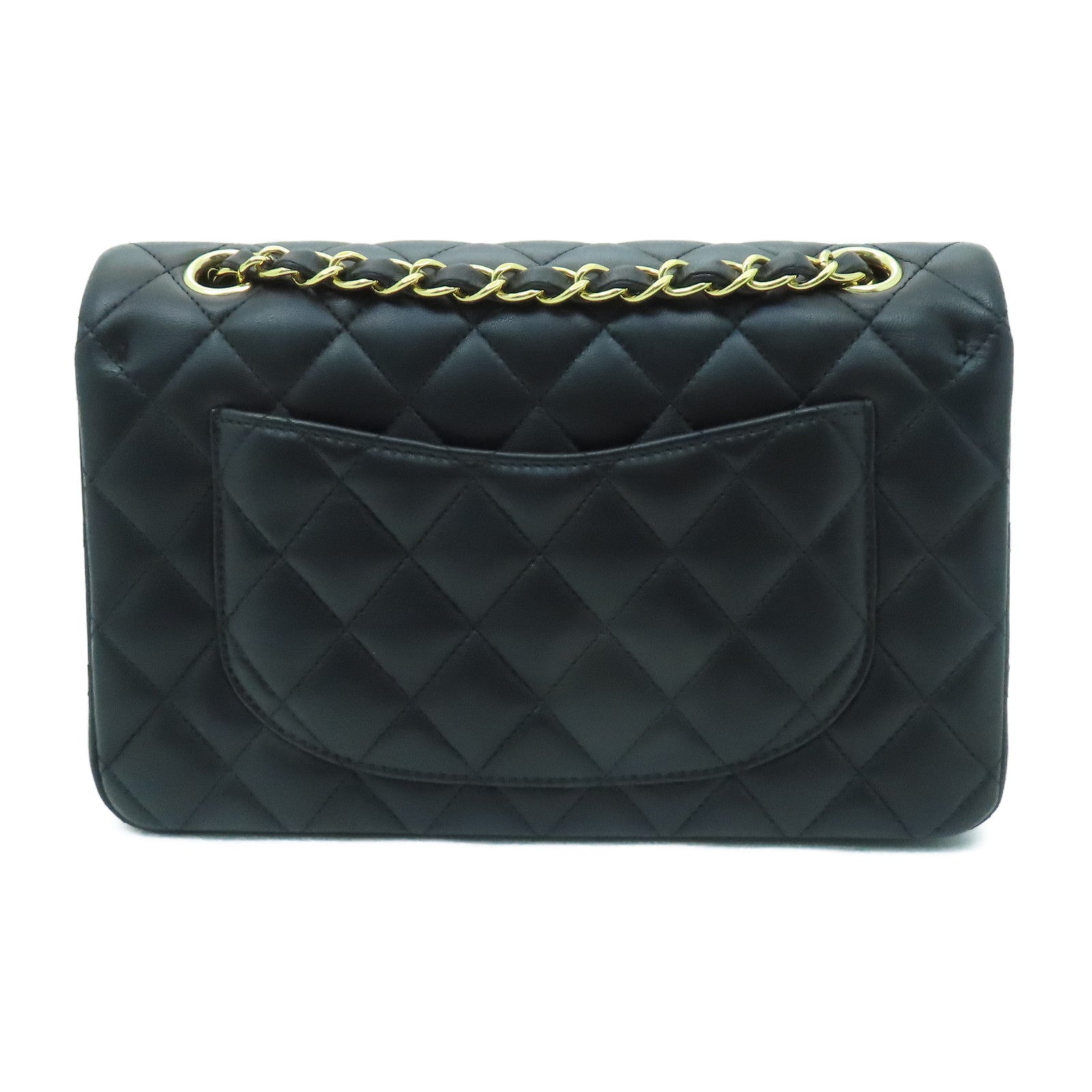 CHANEL 菱格羊皮皮革Classic 23金扣鏈帶肩背袋黑色