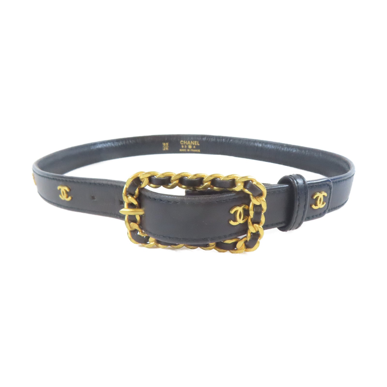CHANEL 金屬/羊皮皮革Belt皮帶黑色/金色– Brand Off Hong Kong
