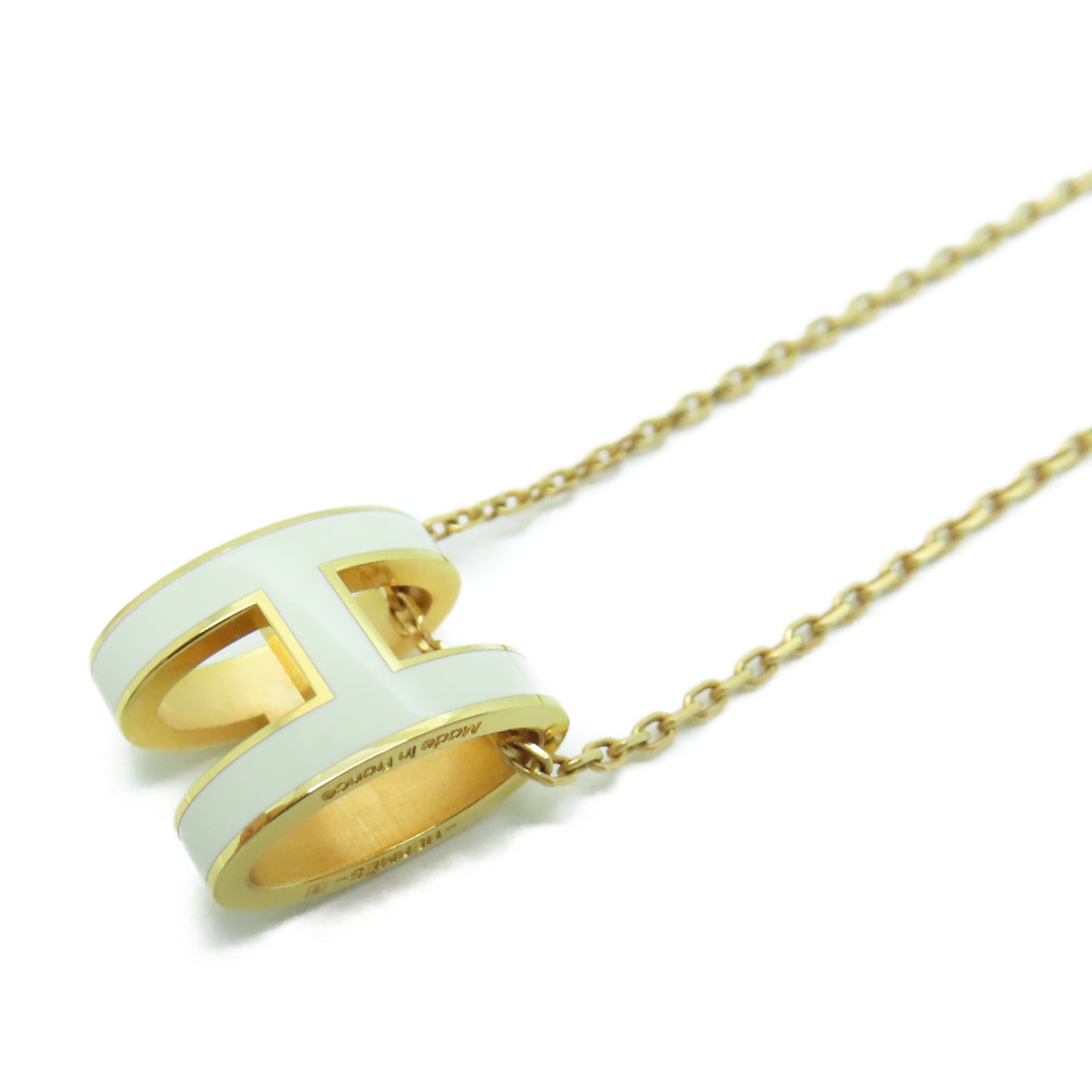 HERMES Metal Pop H Necklace White/Gold