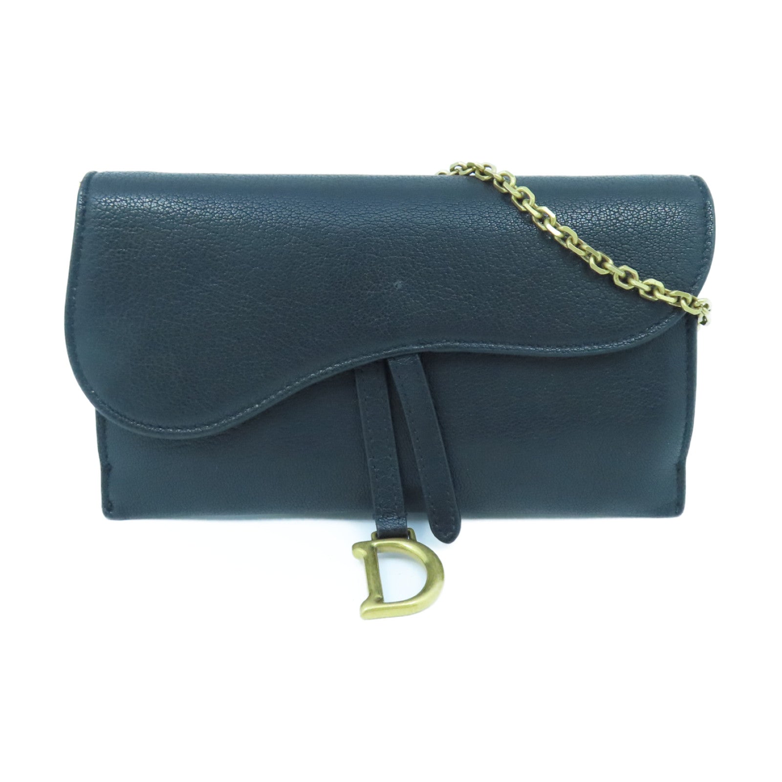 Dior 牛皮皮革Saddle WOC金扣链带肩背袋黑色