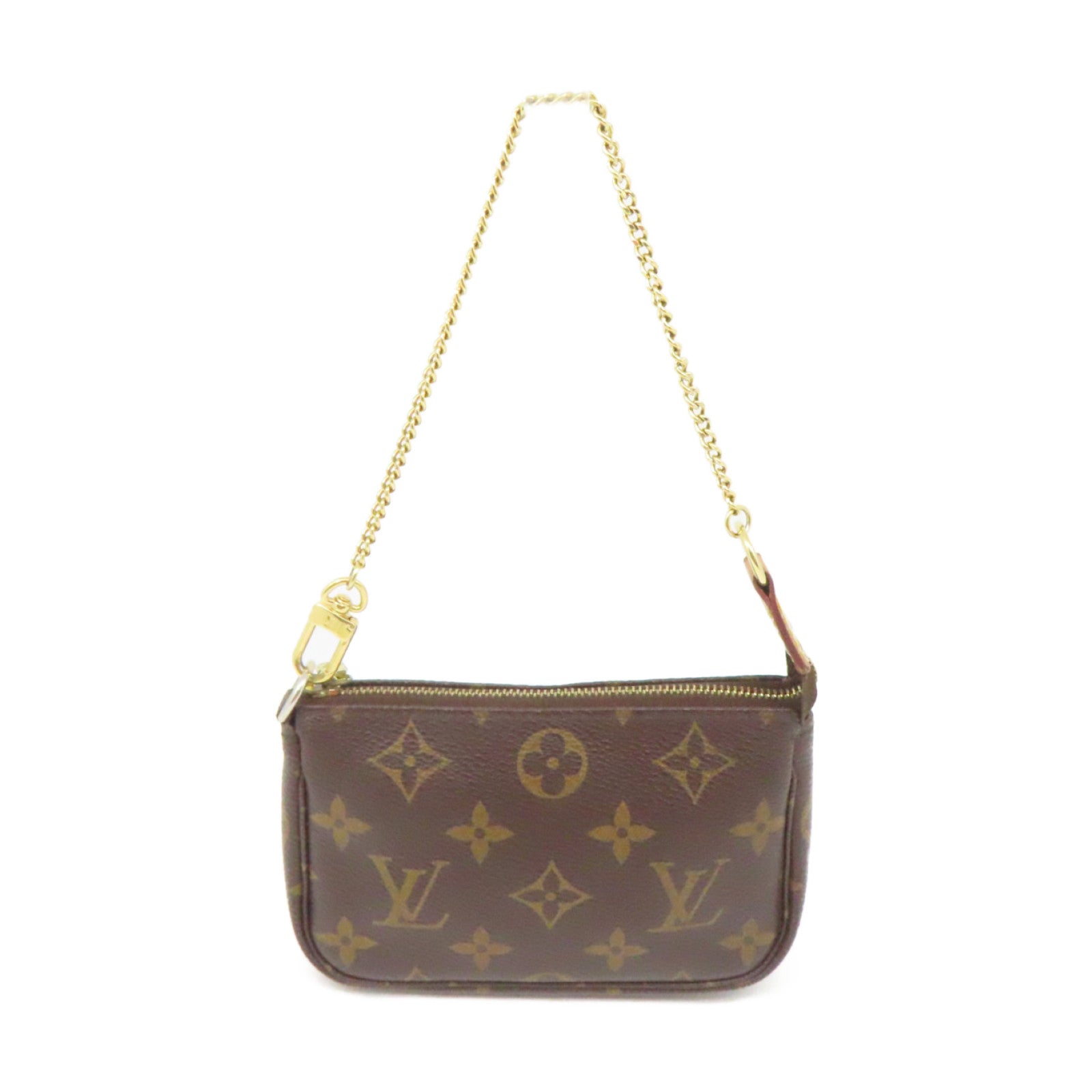 LOUIS VUITTON Monogram Mini Pochette Accessoires Gold Buckle Chain