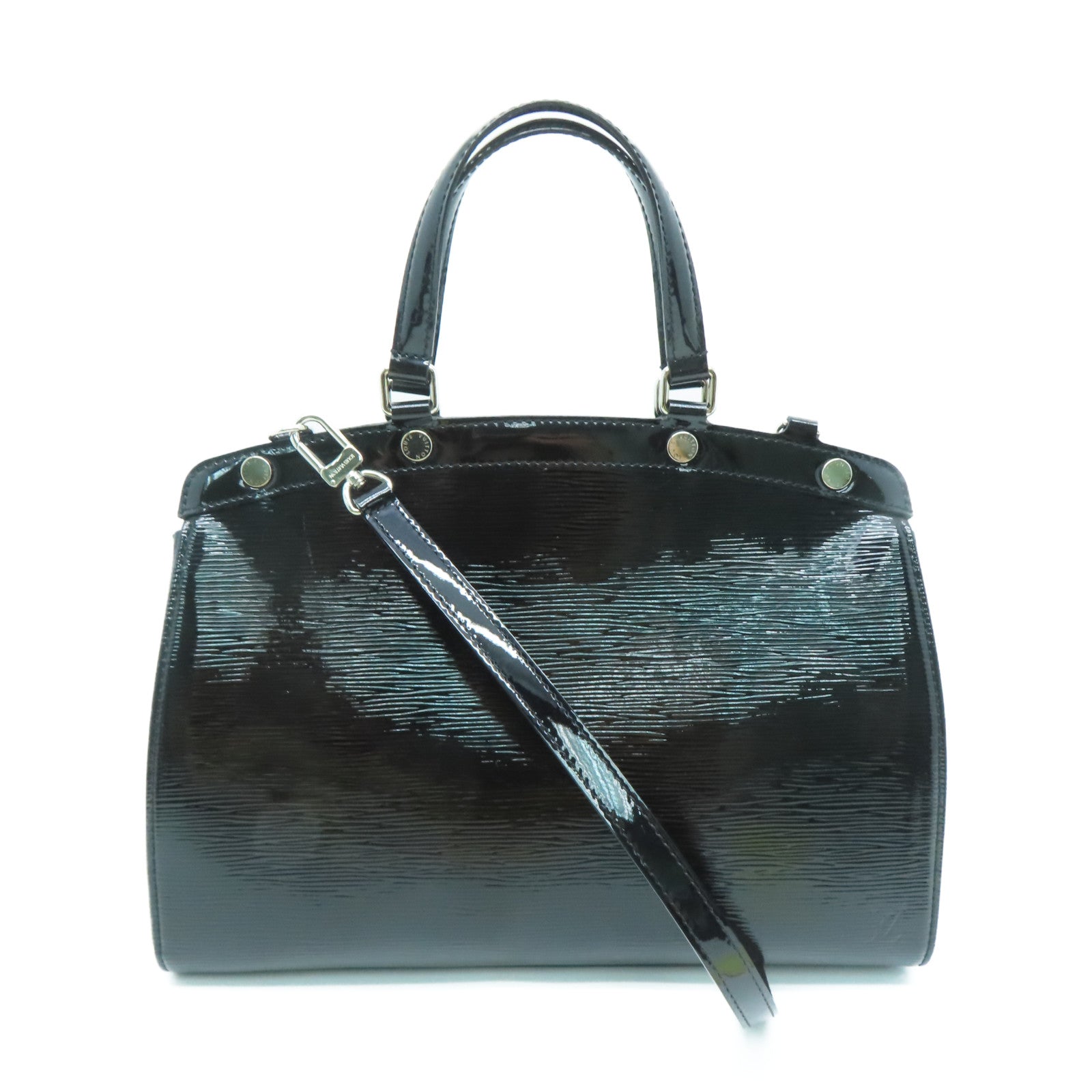 LOUIS VUITTON Epi Shiny Brea MM Silver Buckle Handle Shoulder Backpack Black