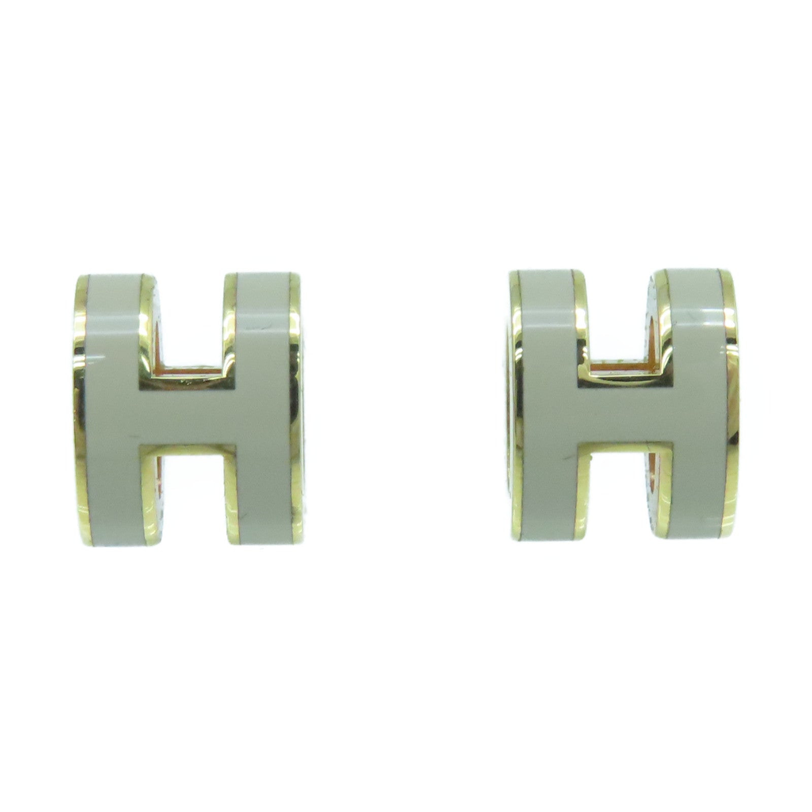 HERMES Metal Mini Pop H Earrings Gray/Gold – Brand Off Hong HERMES Metal Mini Pop H Earrings Gray/Gold – Brand Off Hong