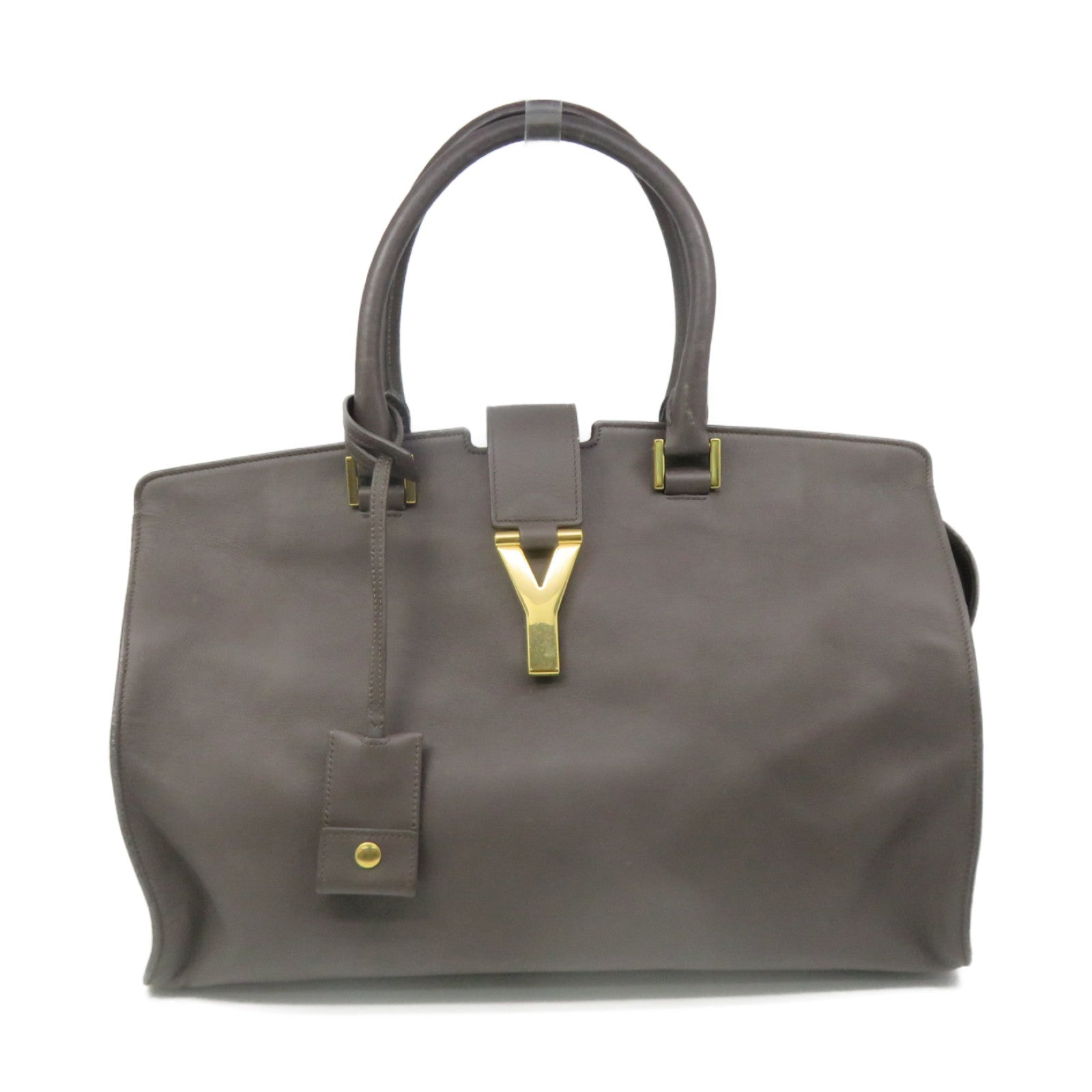 YVES SAINT LAURENT Cabas Y Hand Bag in cowhide leather gray