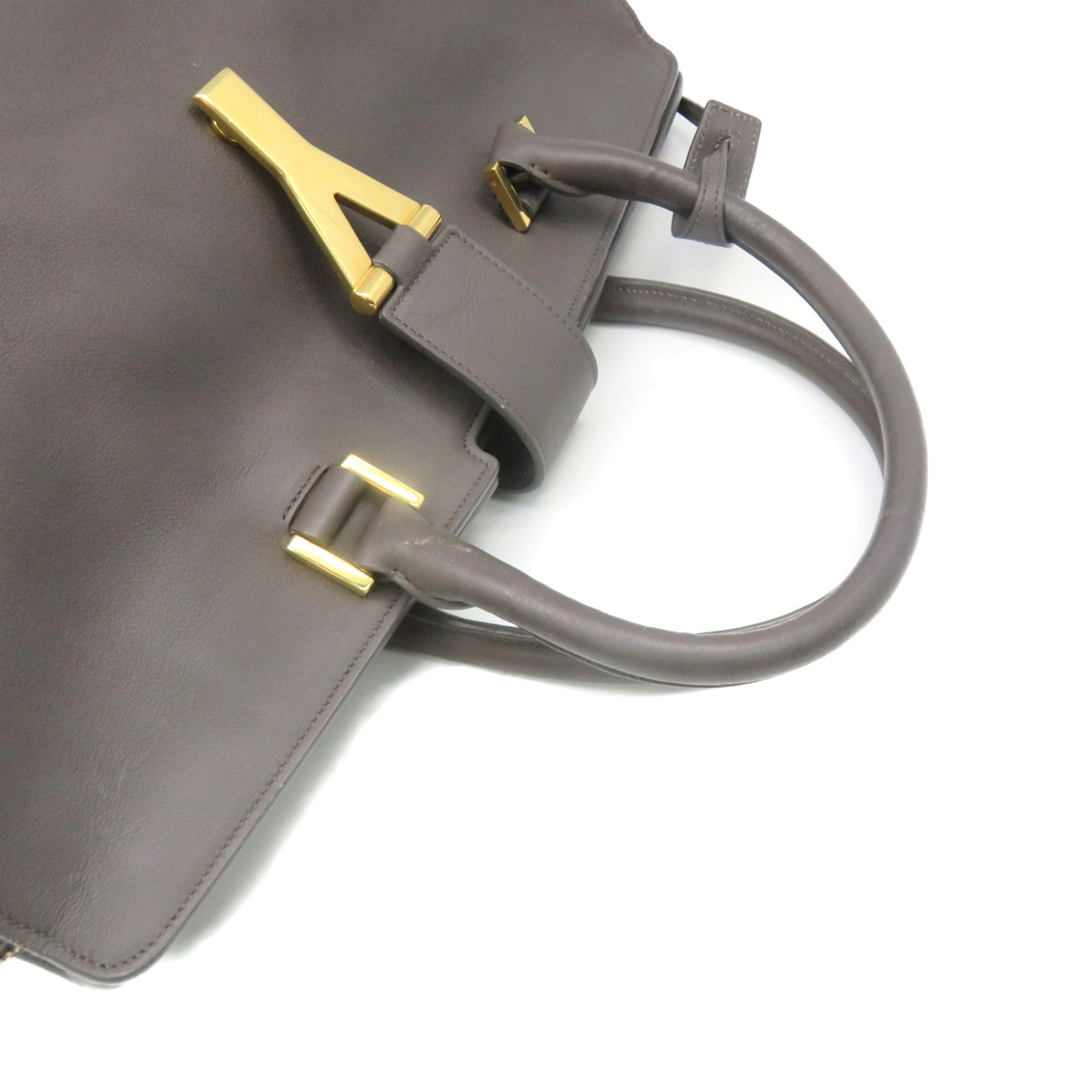 YVES SAINT LAURENT Cabas Y Hand Bag in cowhide leather gray