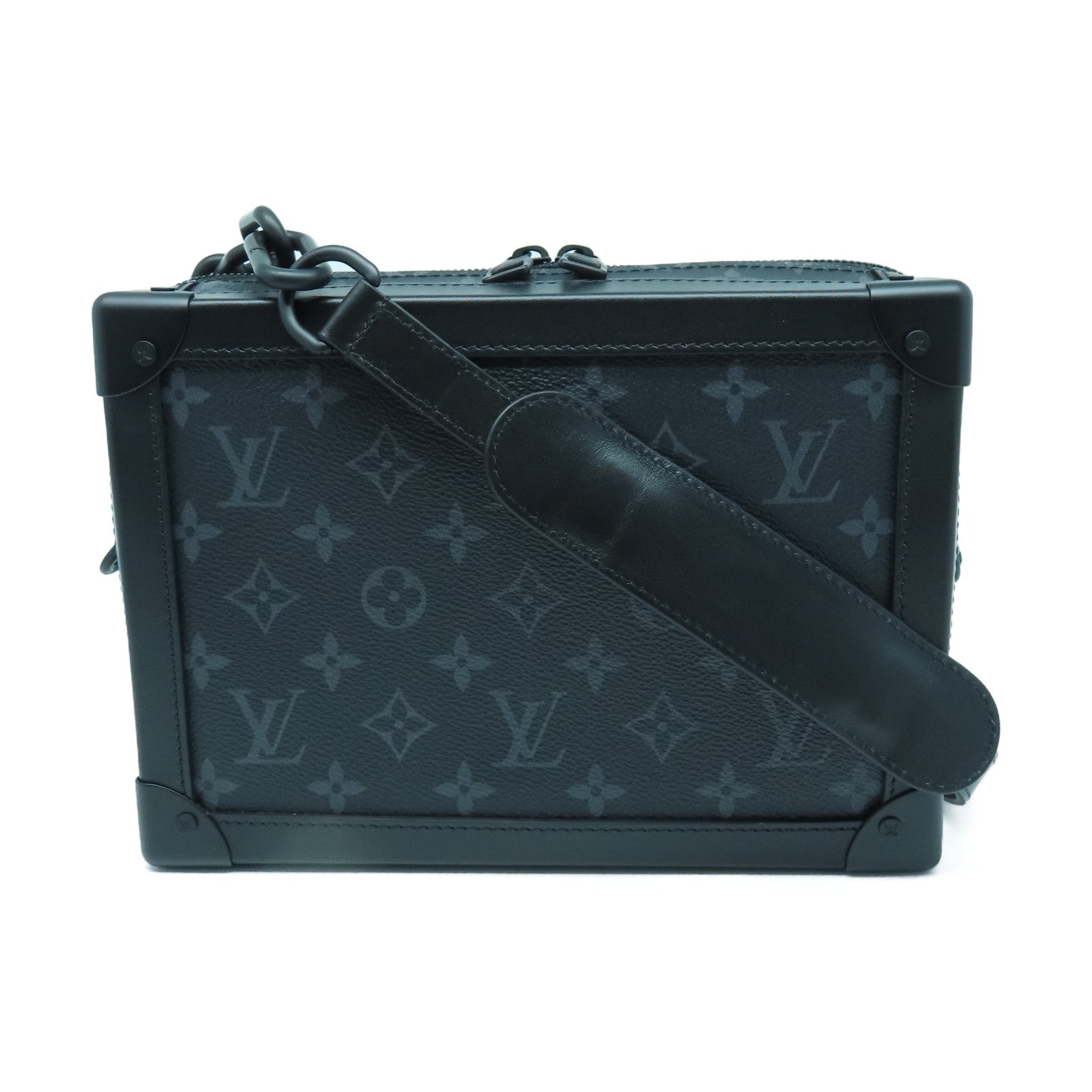 LOUIS VUITTON Monogram Eclipse Soft Trunk肩背袋黑色/灰色