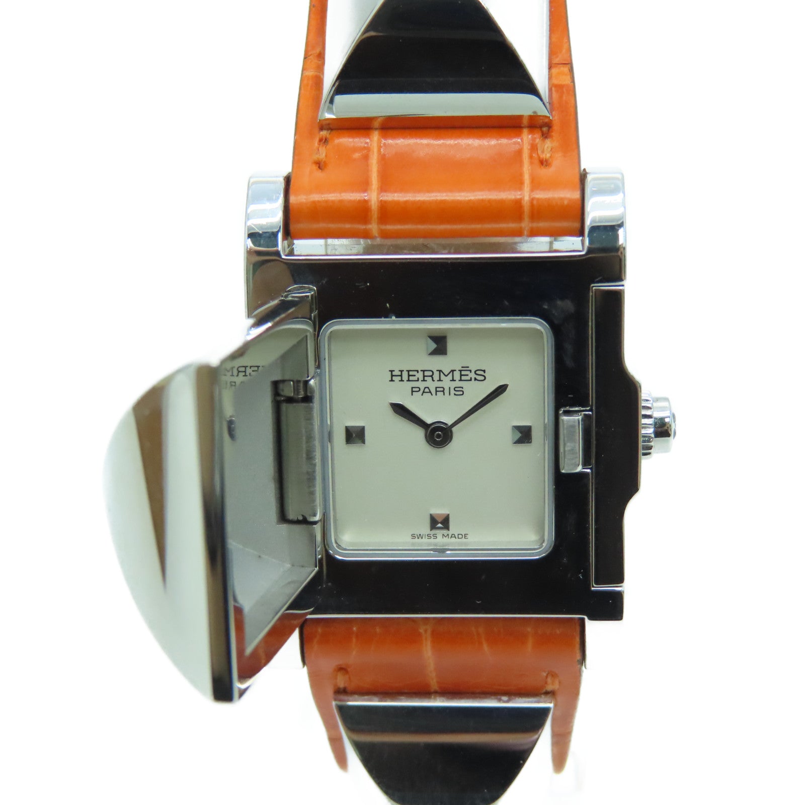 HERMES [Sharp Discount] Medor Stainless Steel/Alligator