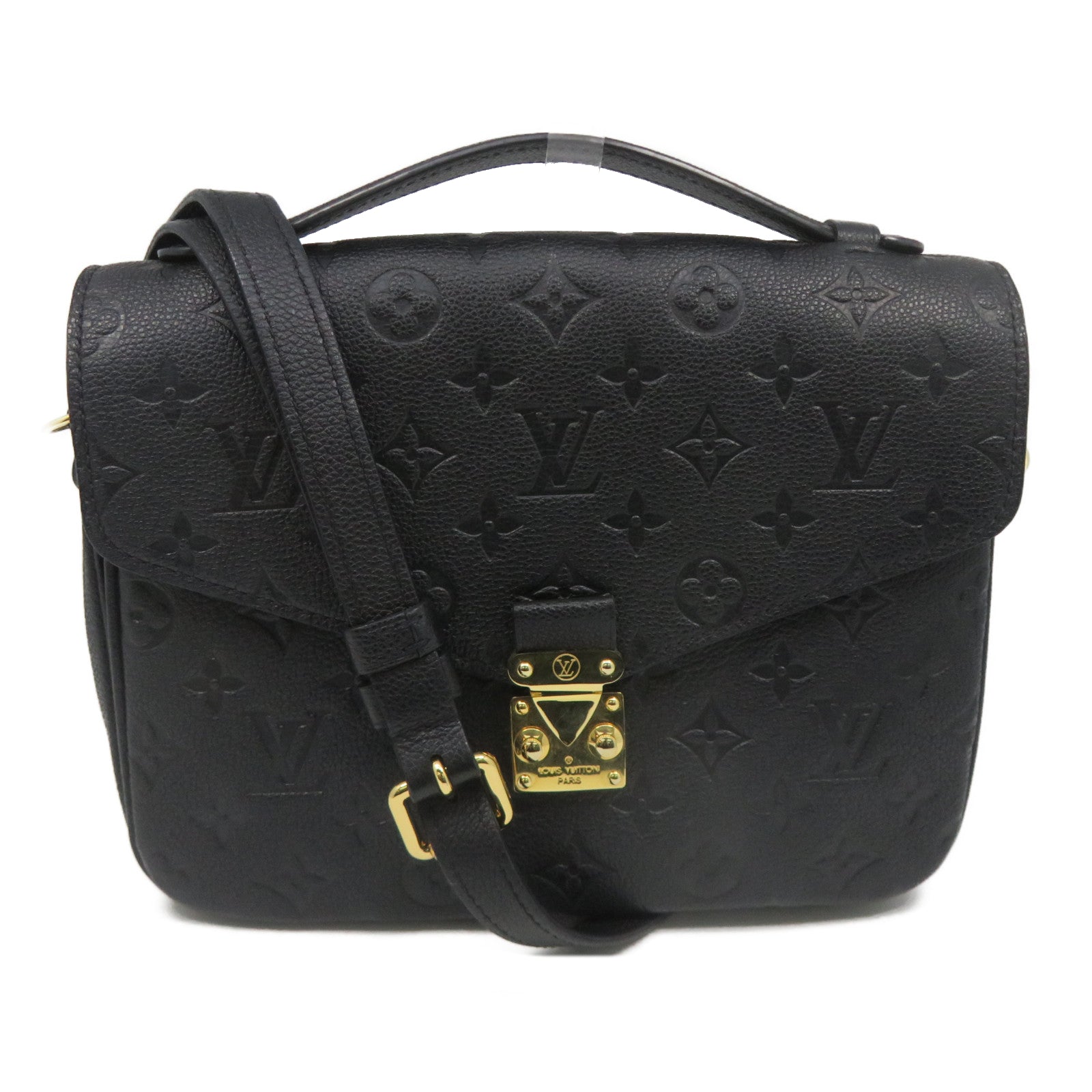 LOUIS VUITTON Monogram Empreinte Pochette Metis Gold Buckle Hand Shoulder Bag Black