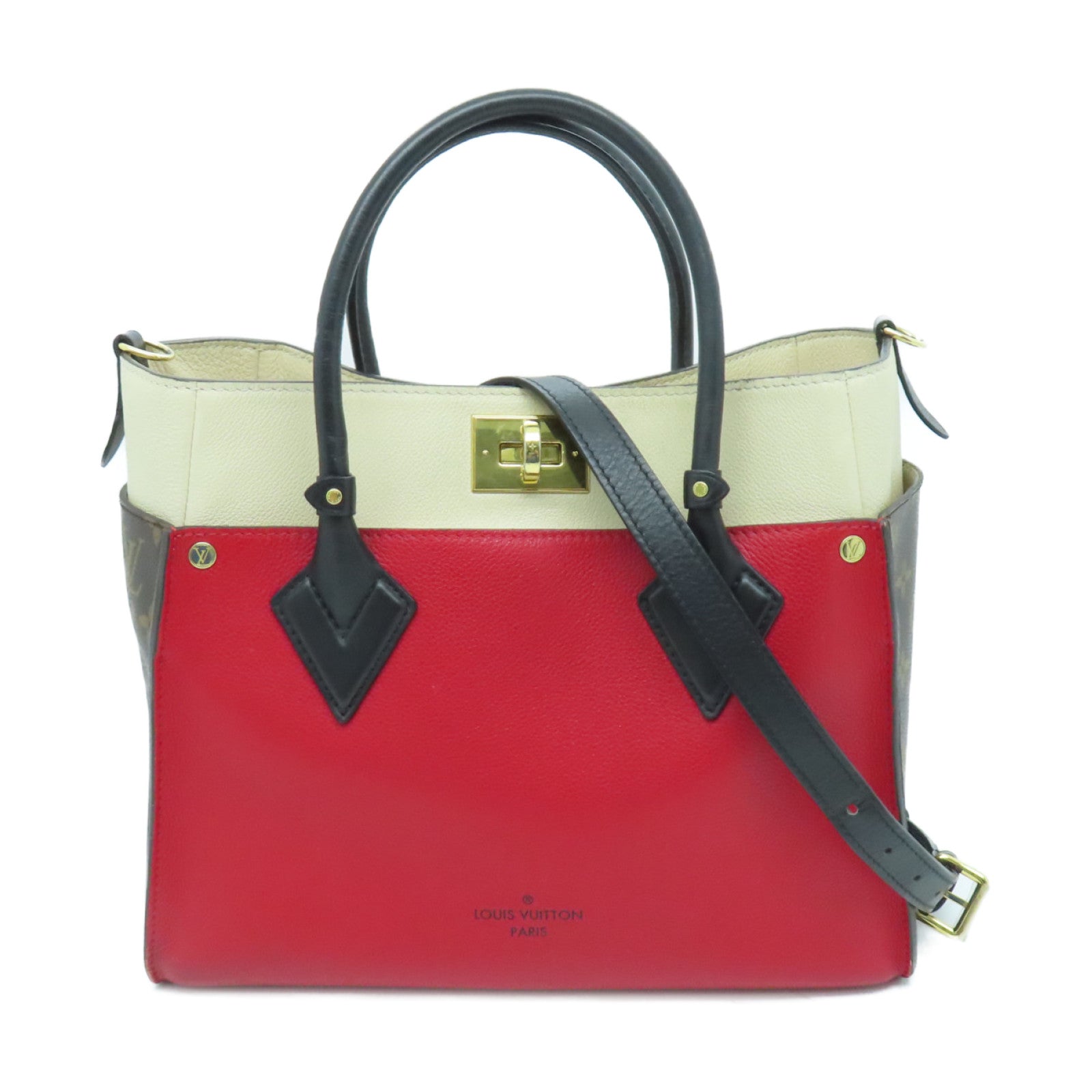 LOUIS VUITTON Monogram On My Side MM Gold Buckle Shoulder