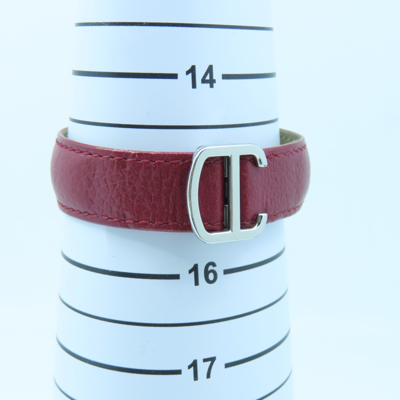 CARTIER Tank Solo Stainless Steel/Leather Band Watch Quartz Movement Red