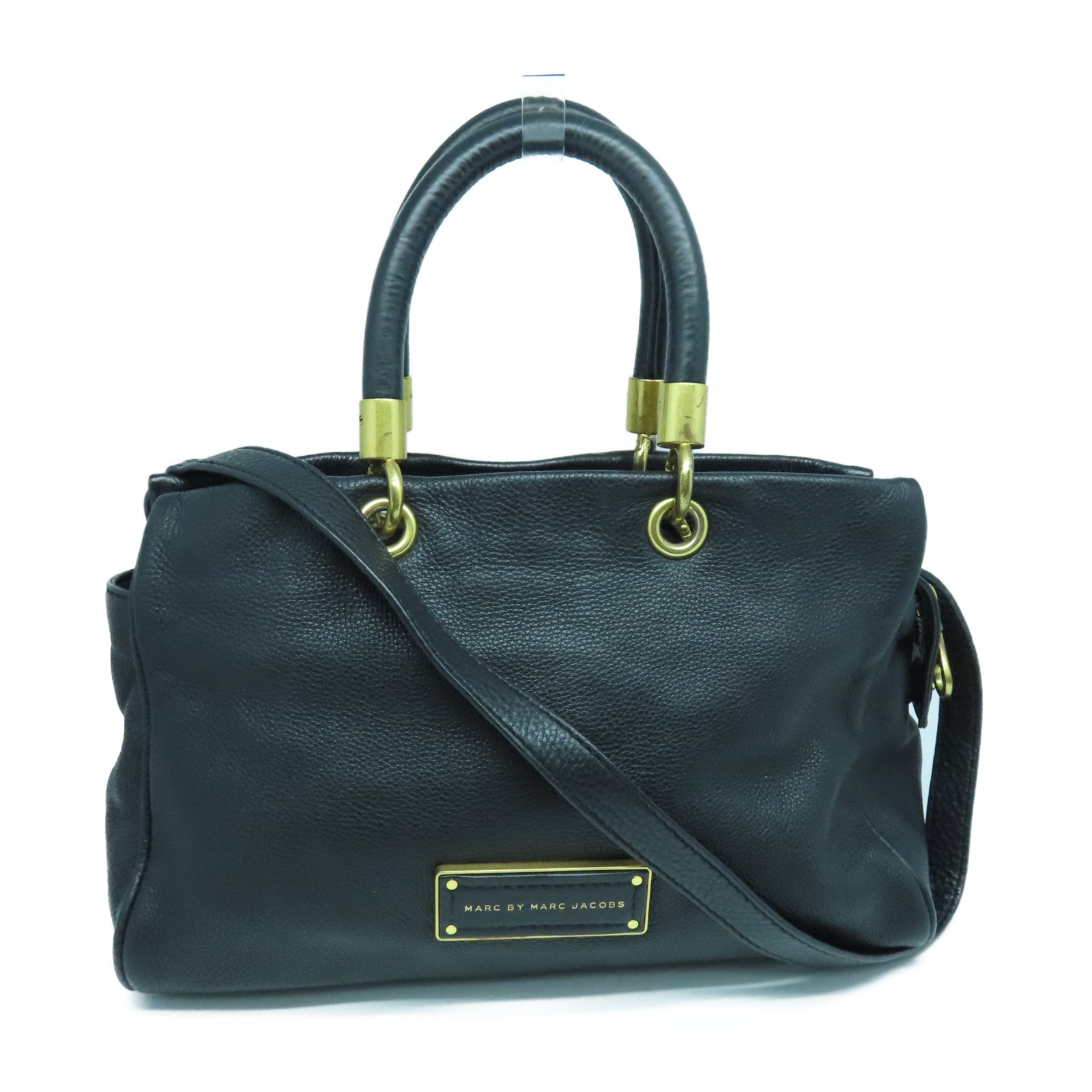 MARC BY MARC JACOBS Cowhide Leather 2Way Shoulder Gold Buckle Handle Shoulder Back Dual-purpose Bag Black