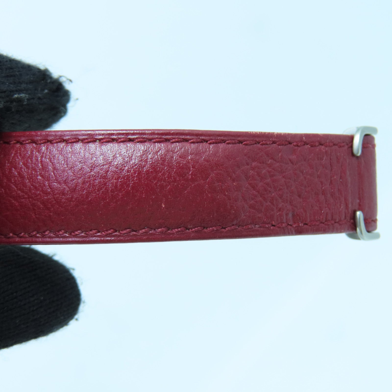 CARTIER Tank Solo Stainless Steel/Leather Band Watch Quartz Movement Red