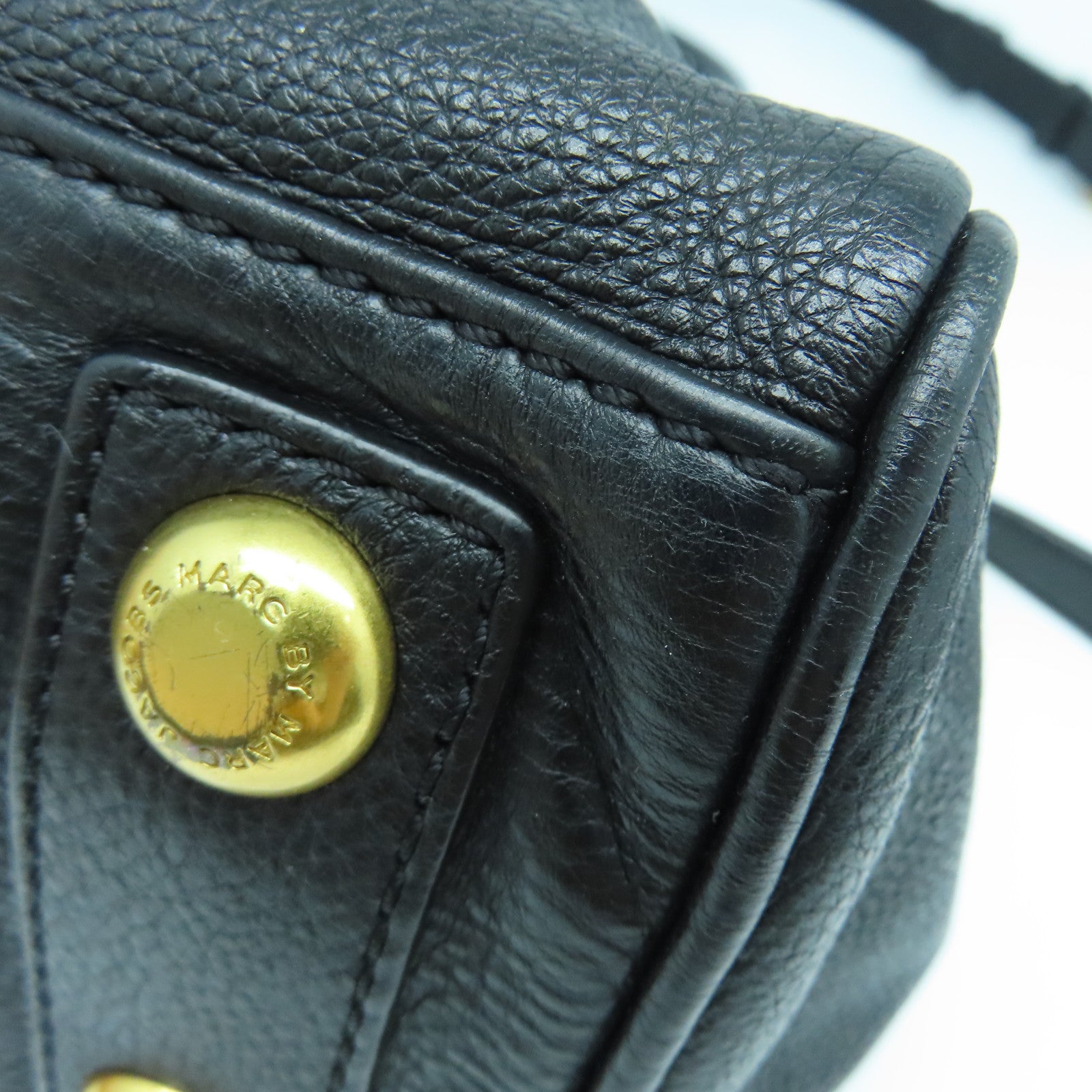 MARC BY MARC JACOBS Cowhide Leather 2Way Shoulder Gold Buckle Handle Shoulder Back Dual-purpose Bag Black