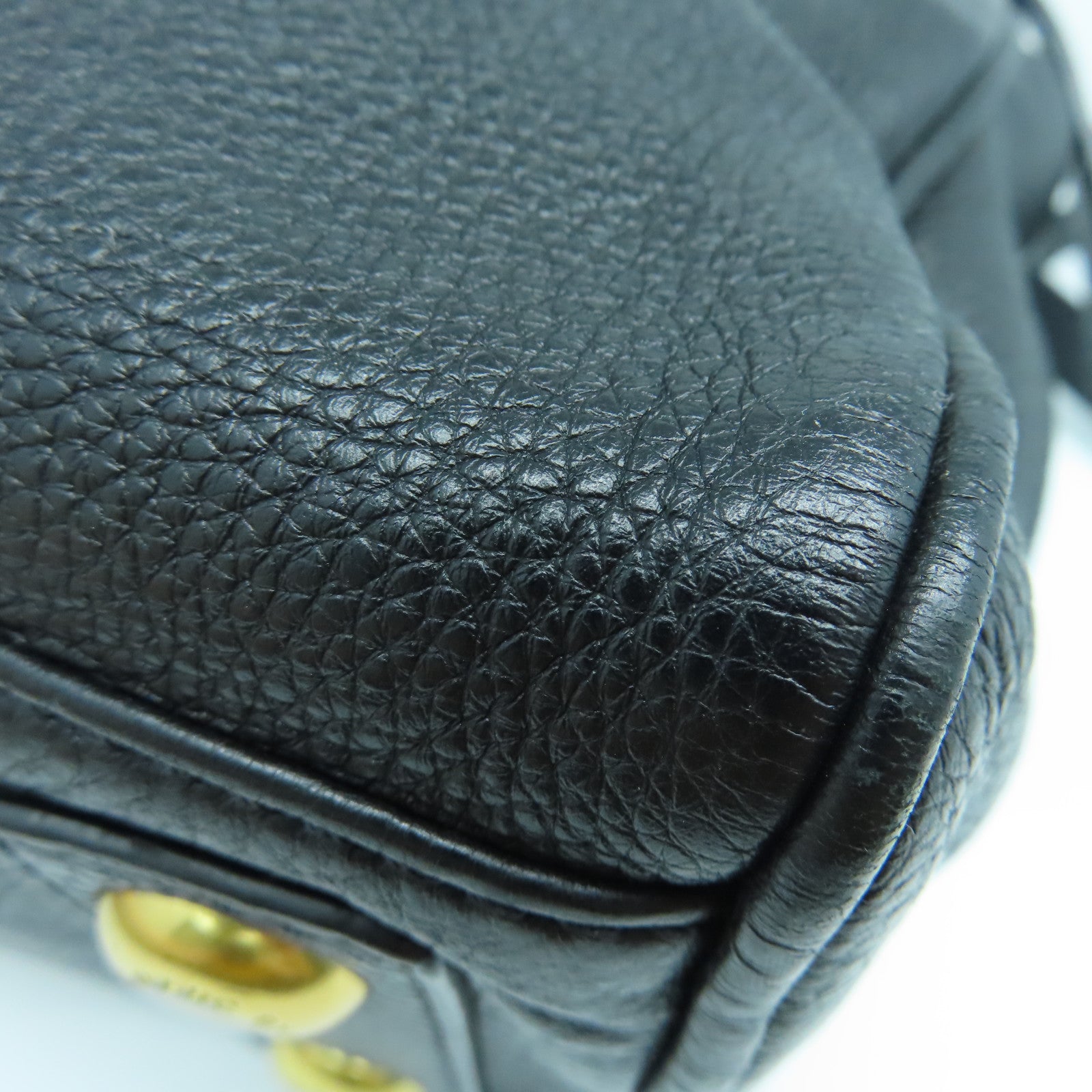 MARC BY MARC JACOBS Cowhide Leather 2Way Shoulder Gold Buckle Handle Shoulder Back Dual-purpose Bag Black