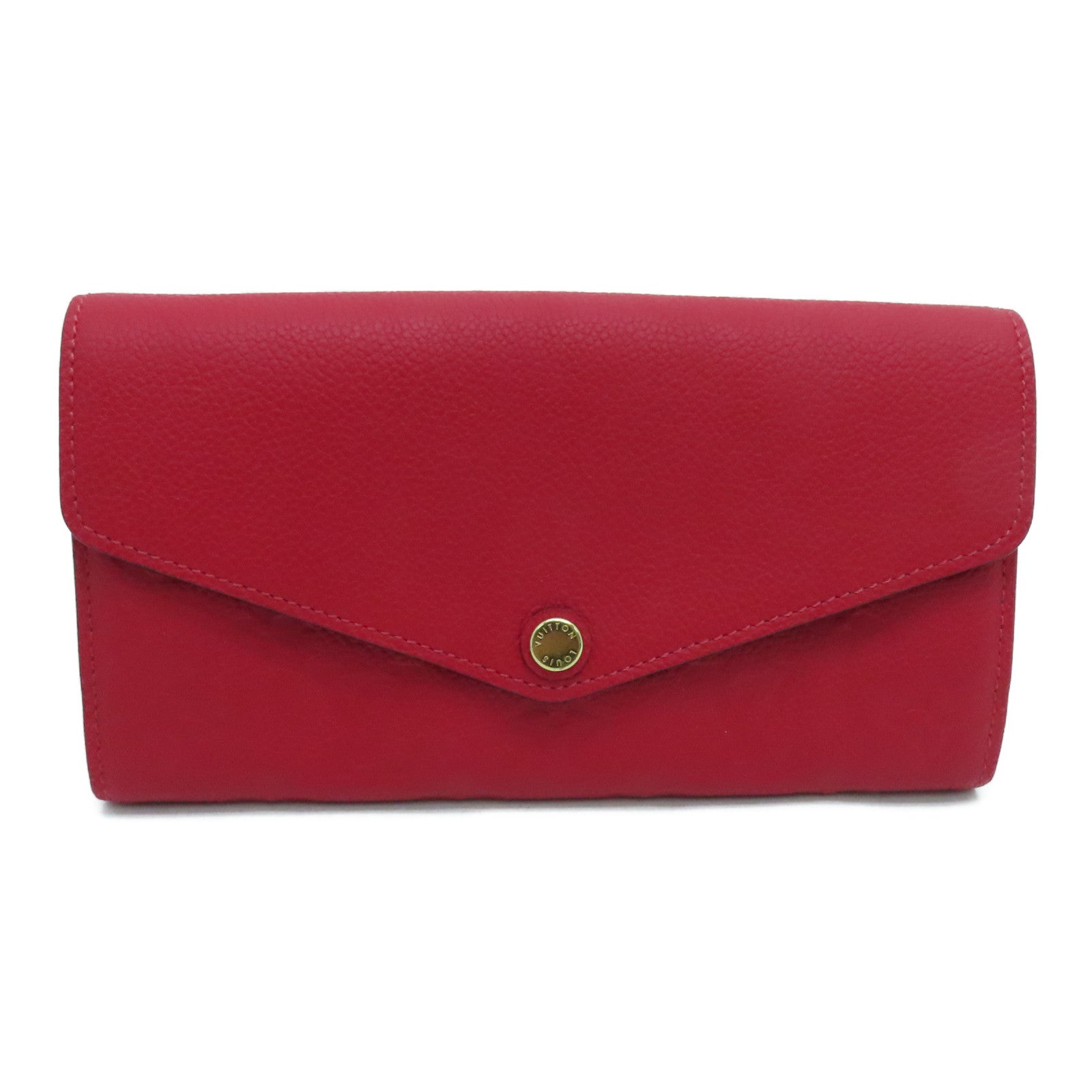 LOUIS VUITTON Monogram Empreinte Sarah Wallet gold buckle long wallet red