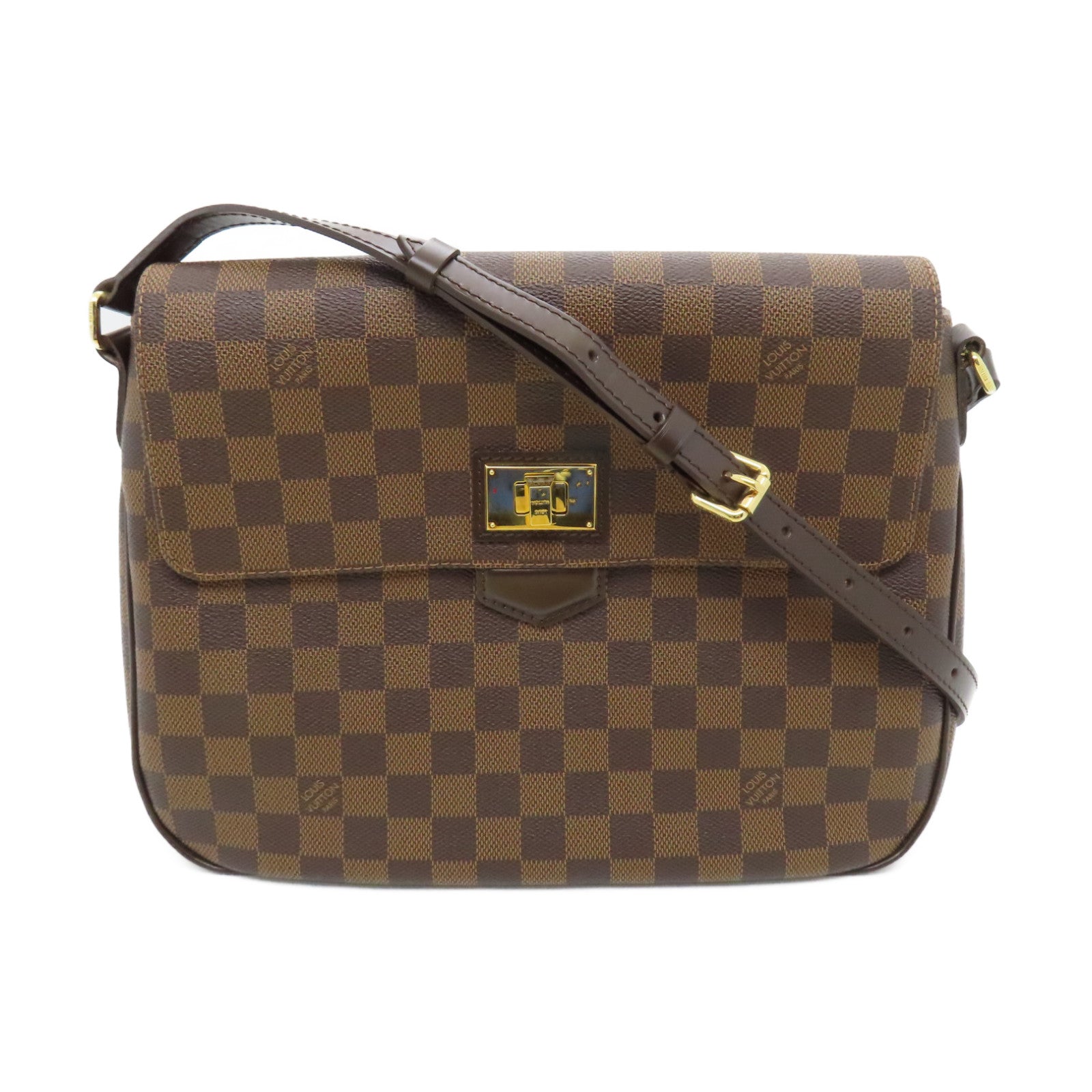 LOUIS VUITTON Damier Besace Rosebery Gold Buckle Shoulder Bag Brown