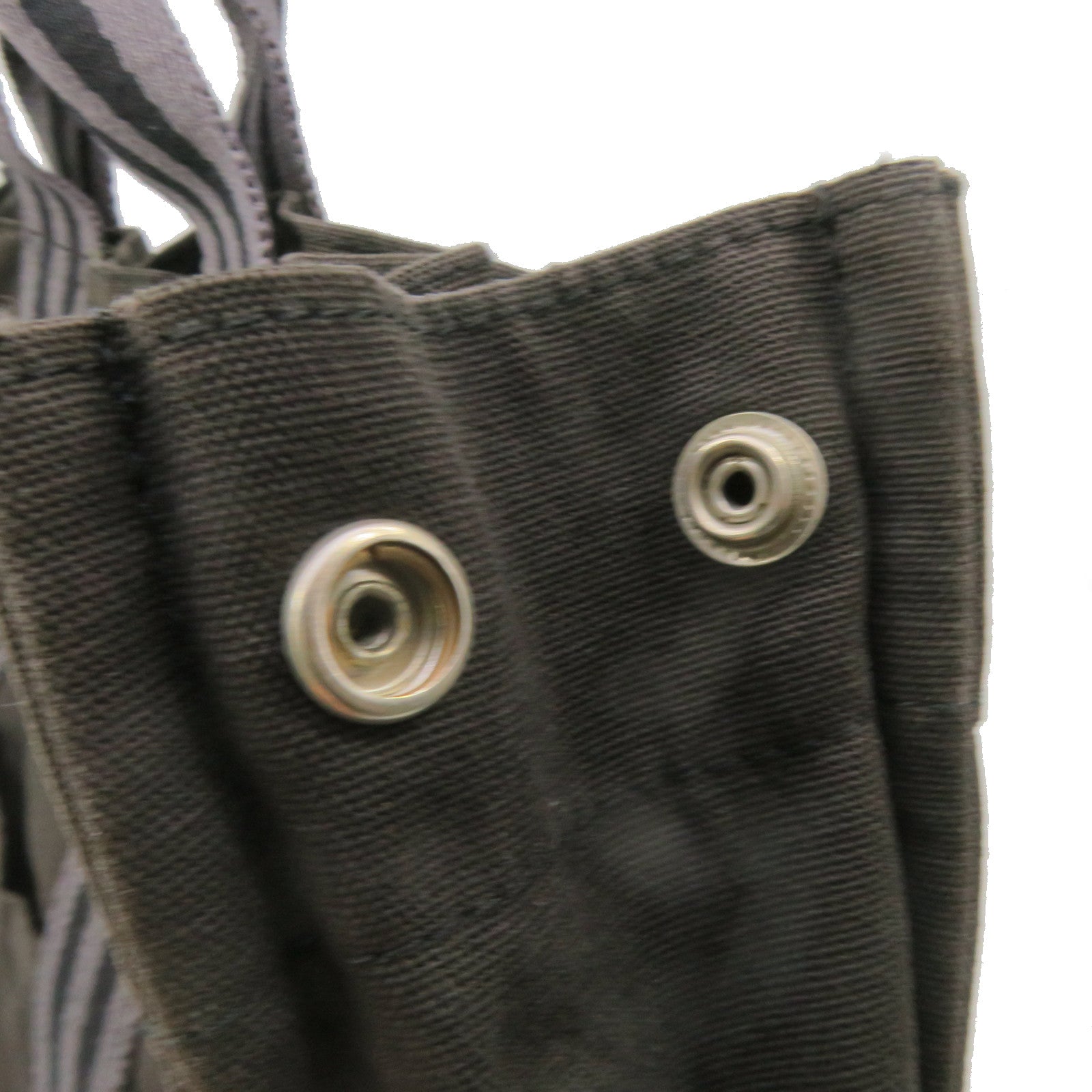 HERMES Canvas Tote Bag Silver Buckle Handle Bag Black