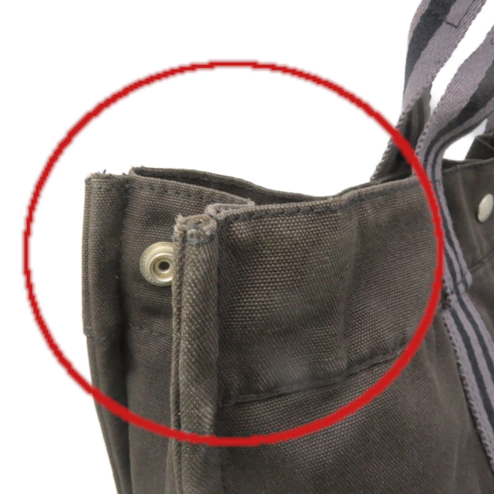 HERMES Canvas Tote Bag Silver Buckle Handle Bag Black