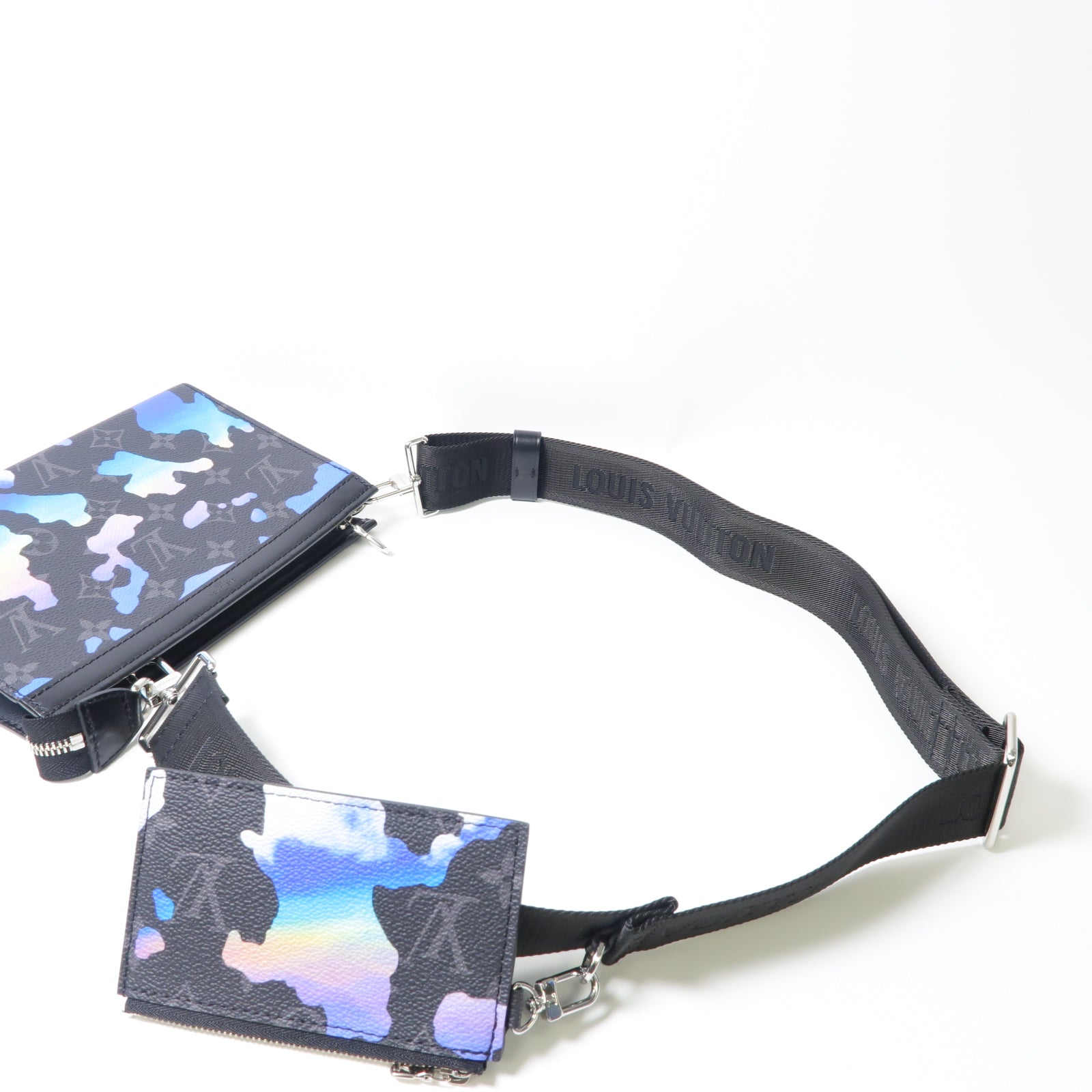 LOUIS VUITTON Monogram Eclipse Pochette To Go銀扣手拿包黑色