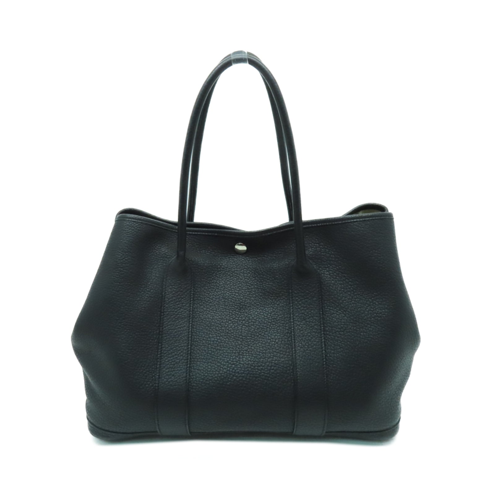 HERMES Negonda皮革Garden Party PM銀扣手挽袋Noir黑色– Brand